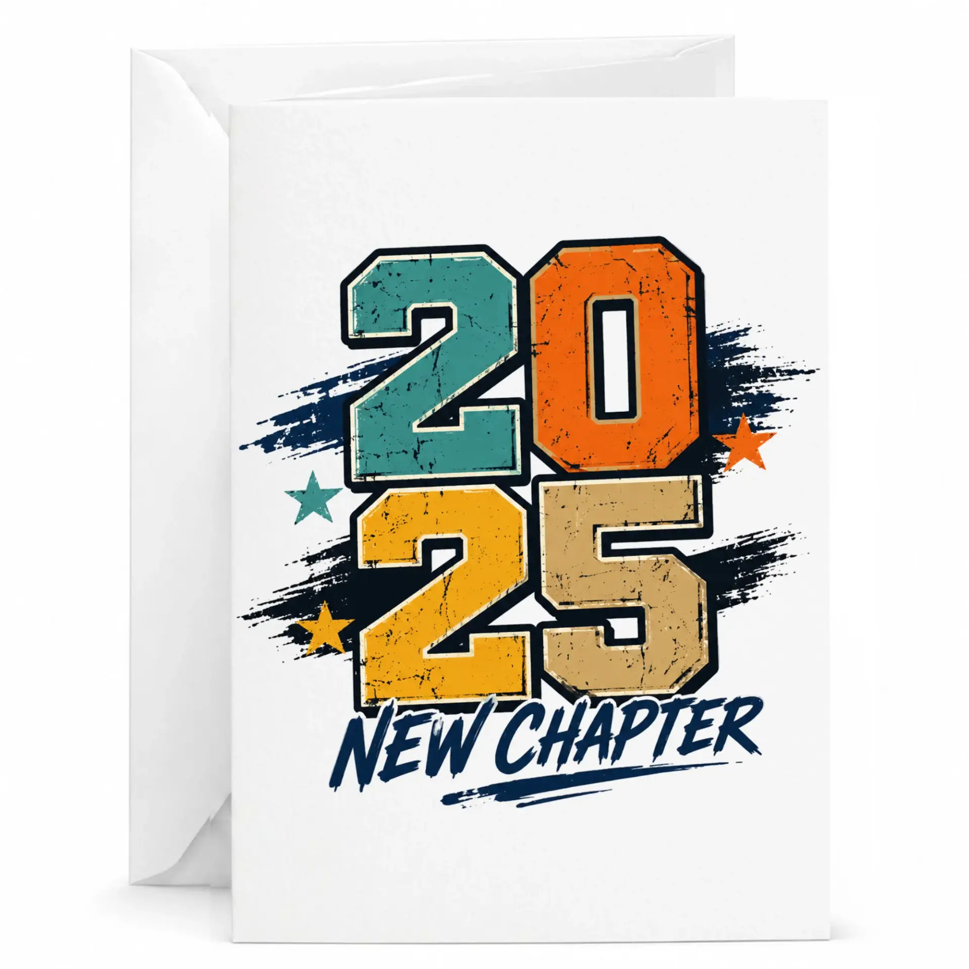 Greeting Card 2025 New Chapter Vintage Style Stationery for New Year Celebrations and Milestone Announcements