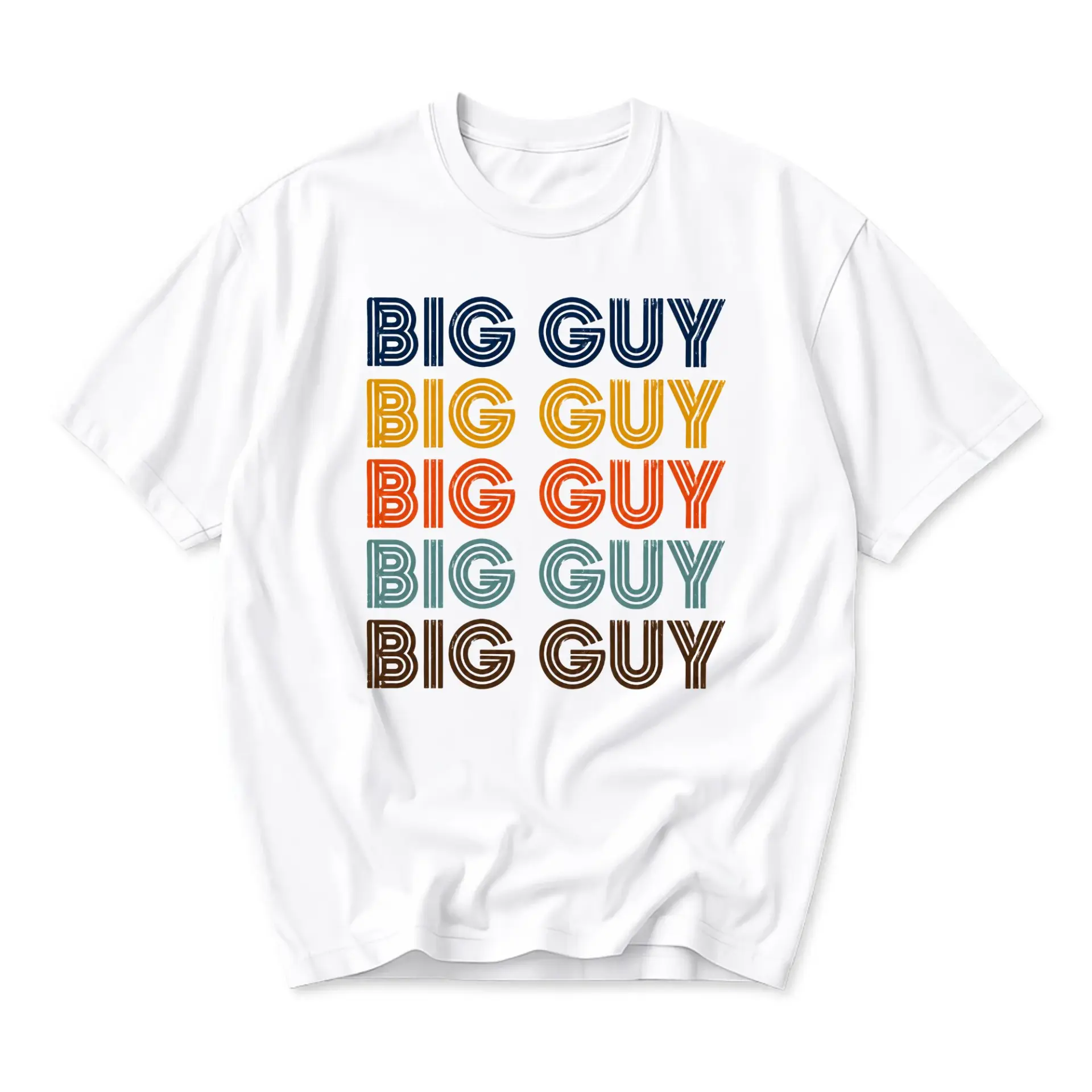 Graphic Tee Big Guy Retro Typography Print Unisex Crew Neck Cotton Blend Short Sleeve Shirt for Casual Everyday Wear