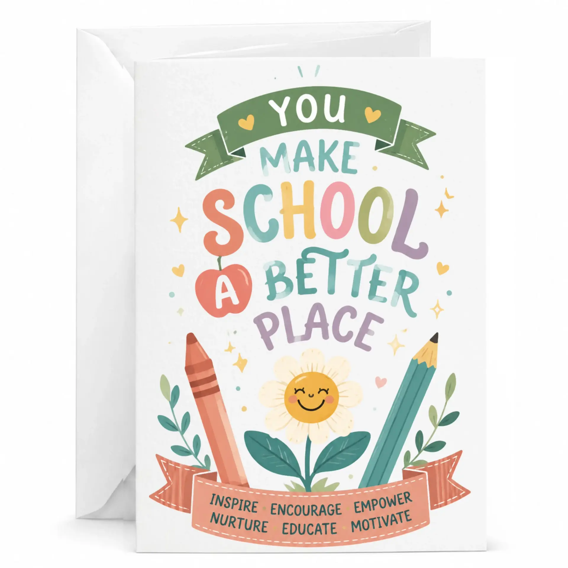 Greeting Card Make School a Better Place Appreciation for or Staff with White Envelope