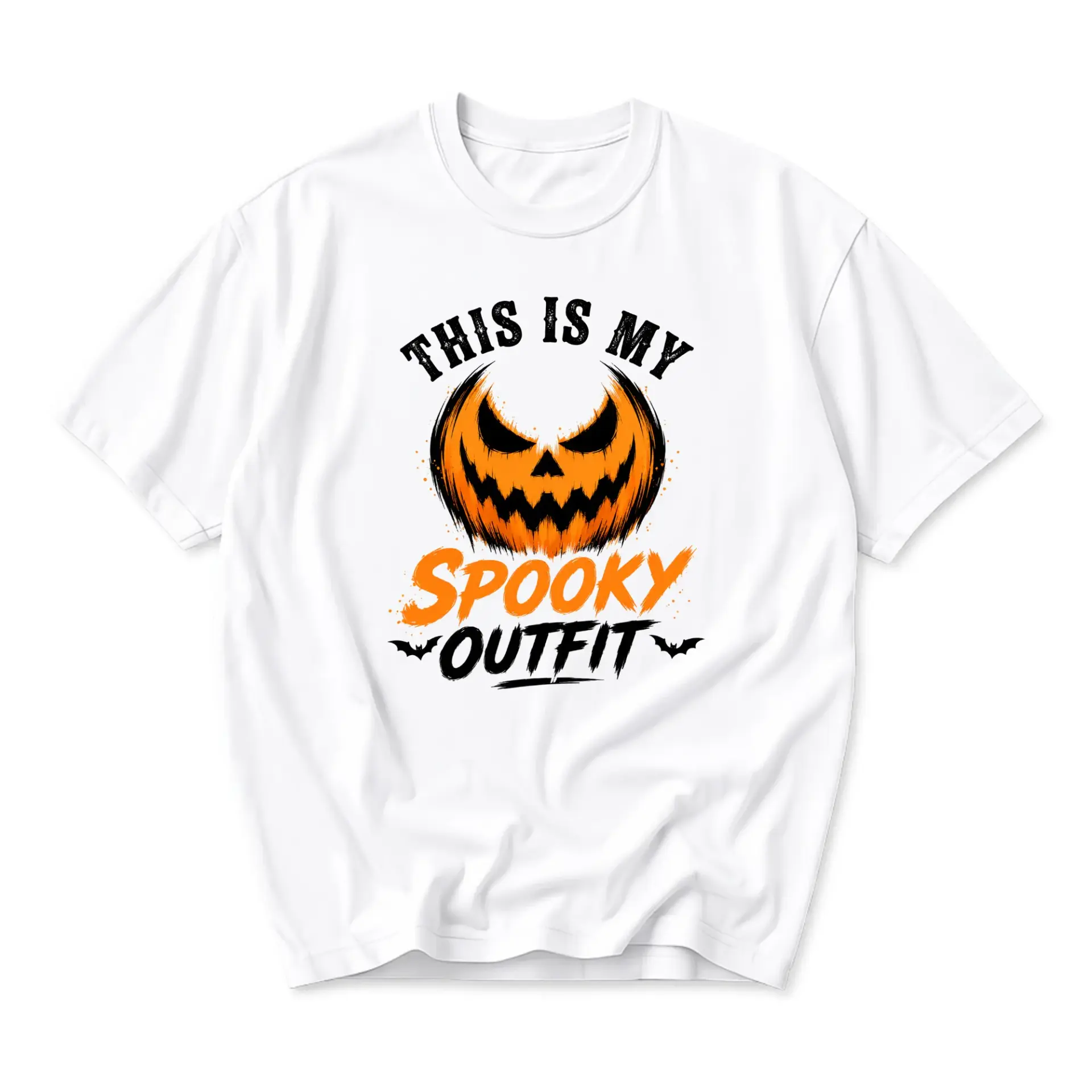 Funny Shirt This Is My Spooky Outfit Graphic Tee Unisex Halloween Pumpkin Design Casual Crew Neck Apparel for Autumn
