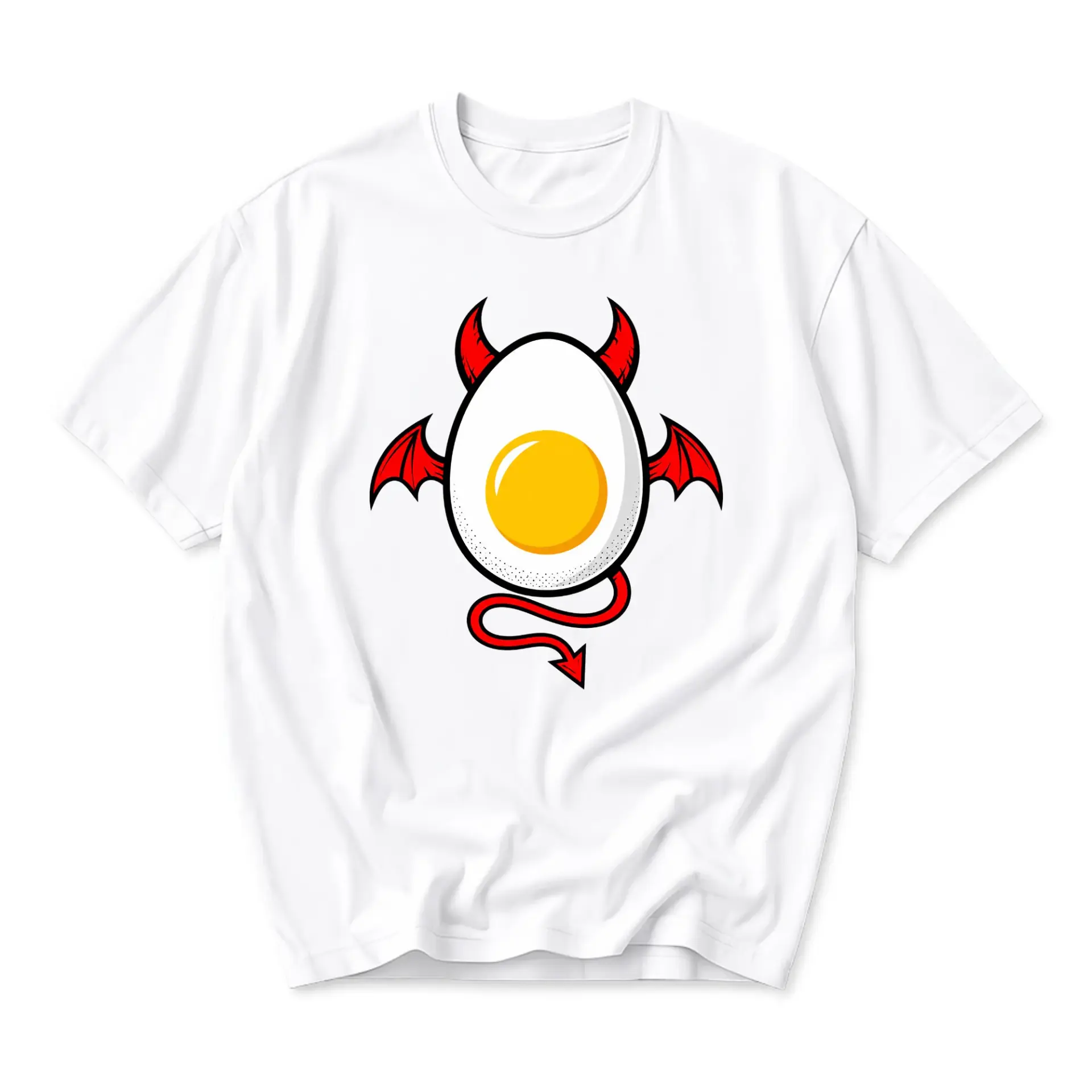 Graphic Tee Unisex Crew Neck T-Shirt Featuring a Quirky Devil Egg Illustration Soft Cotton Everyday Casual Wear