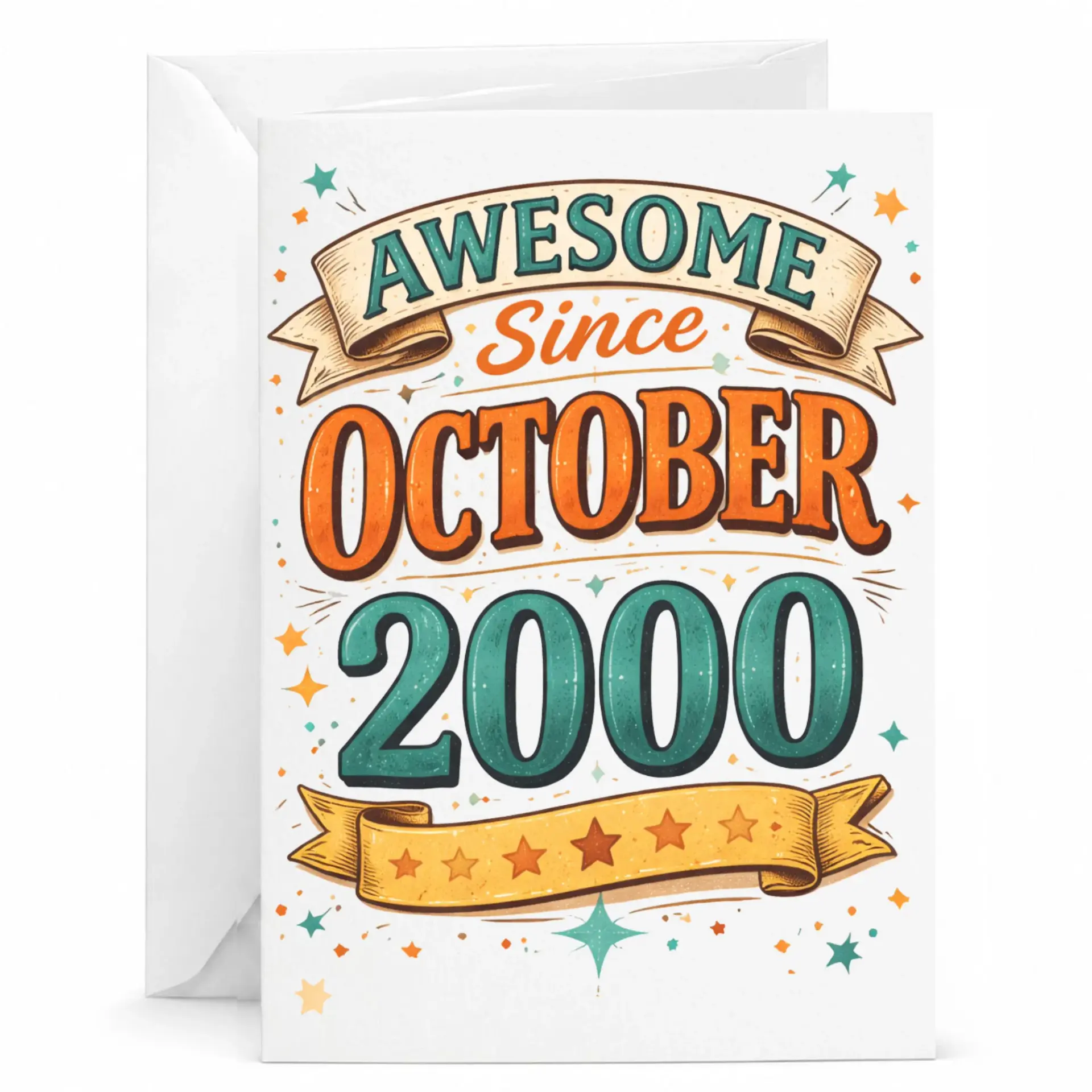 Birthday Card Awesome Since October 2000 Vintage Style Greeting Card for Milestone Celebrations and Birthdays
