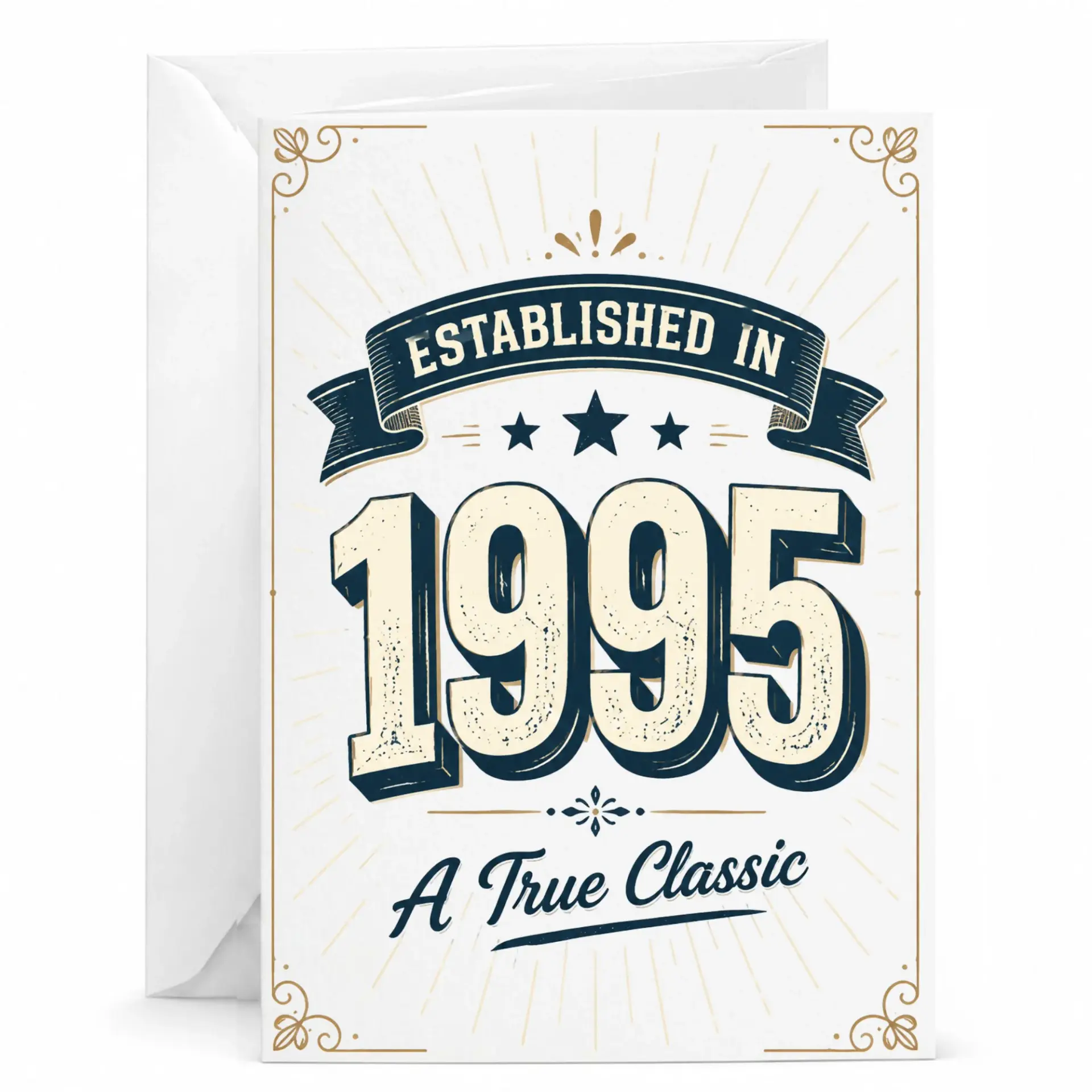 Birthday Card Established in 1995 a True Classic Greeting Card for Milestone Birthdays Anniversary Vintage Style Design