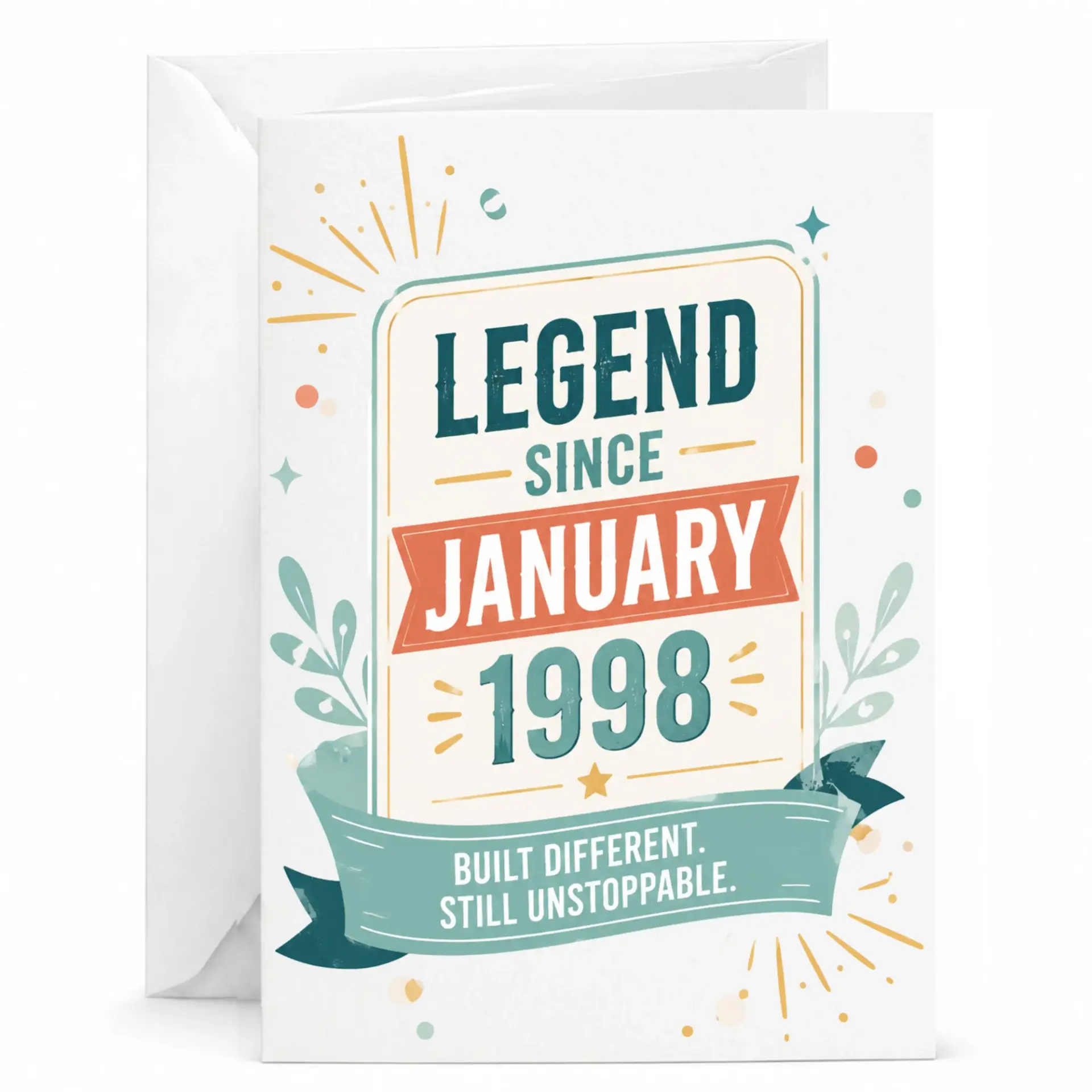 Birthday Card Legend Since January 1998 Funny Vintage Style Greeting Card for Milestone Celebration