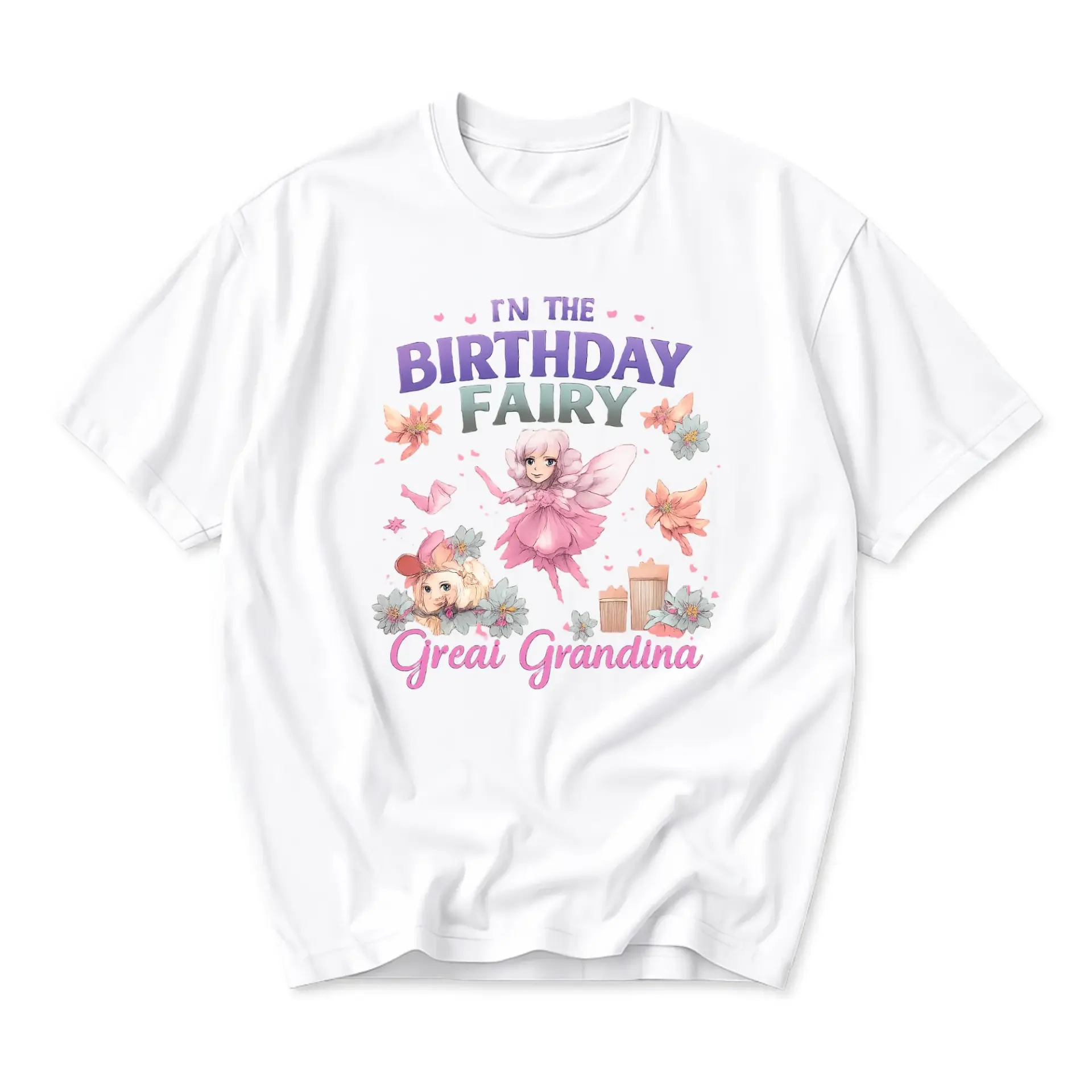 Funny Shirt I Am the Birthday Fairy Great Grandina Graphic Tee Unisex Crew