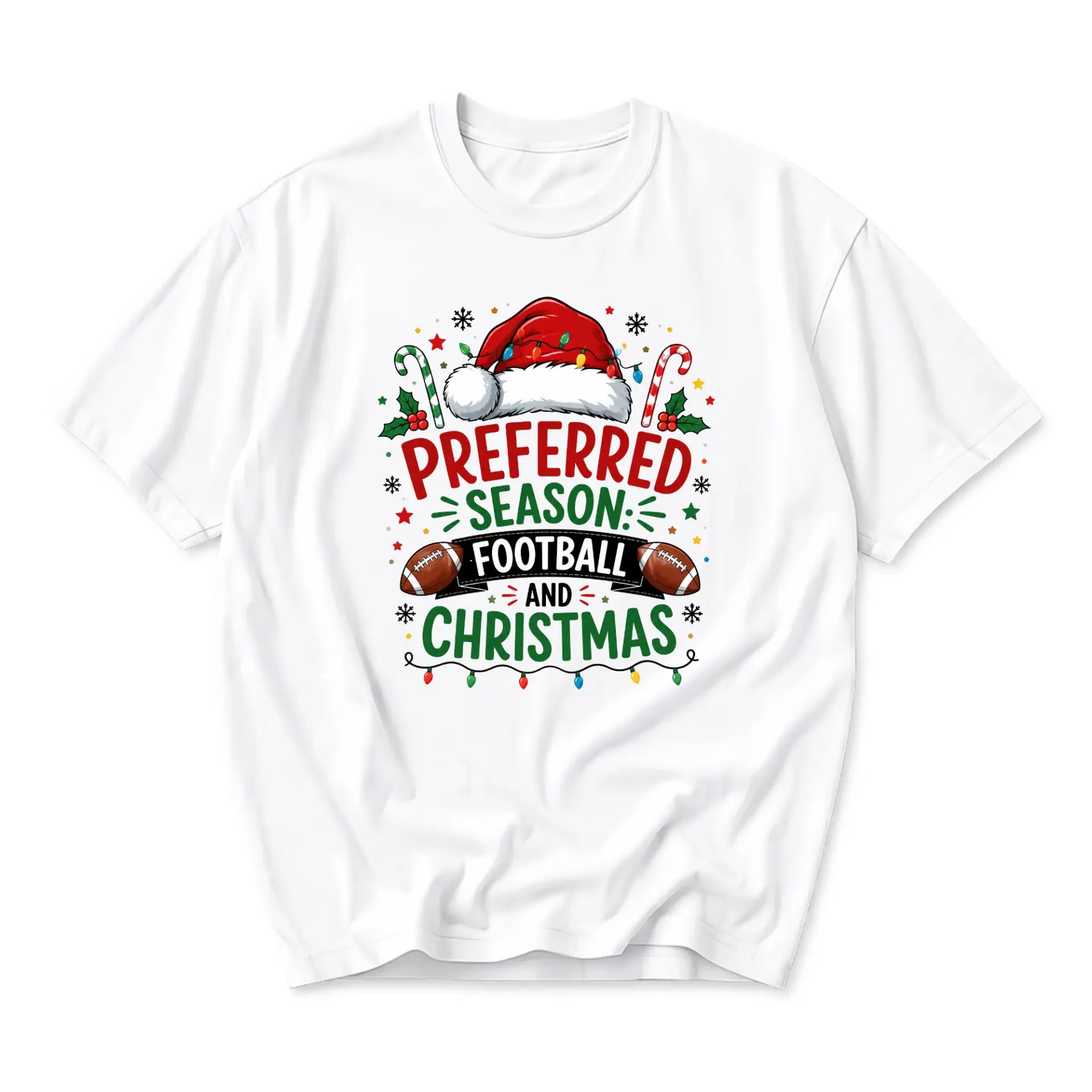 Funny Shirt Season Football and Christmas Graphic Tee Unisex Casual Holiday