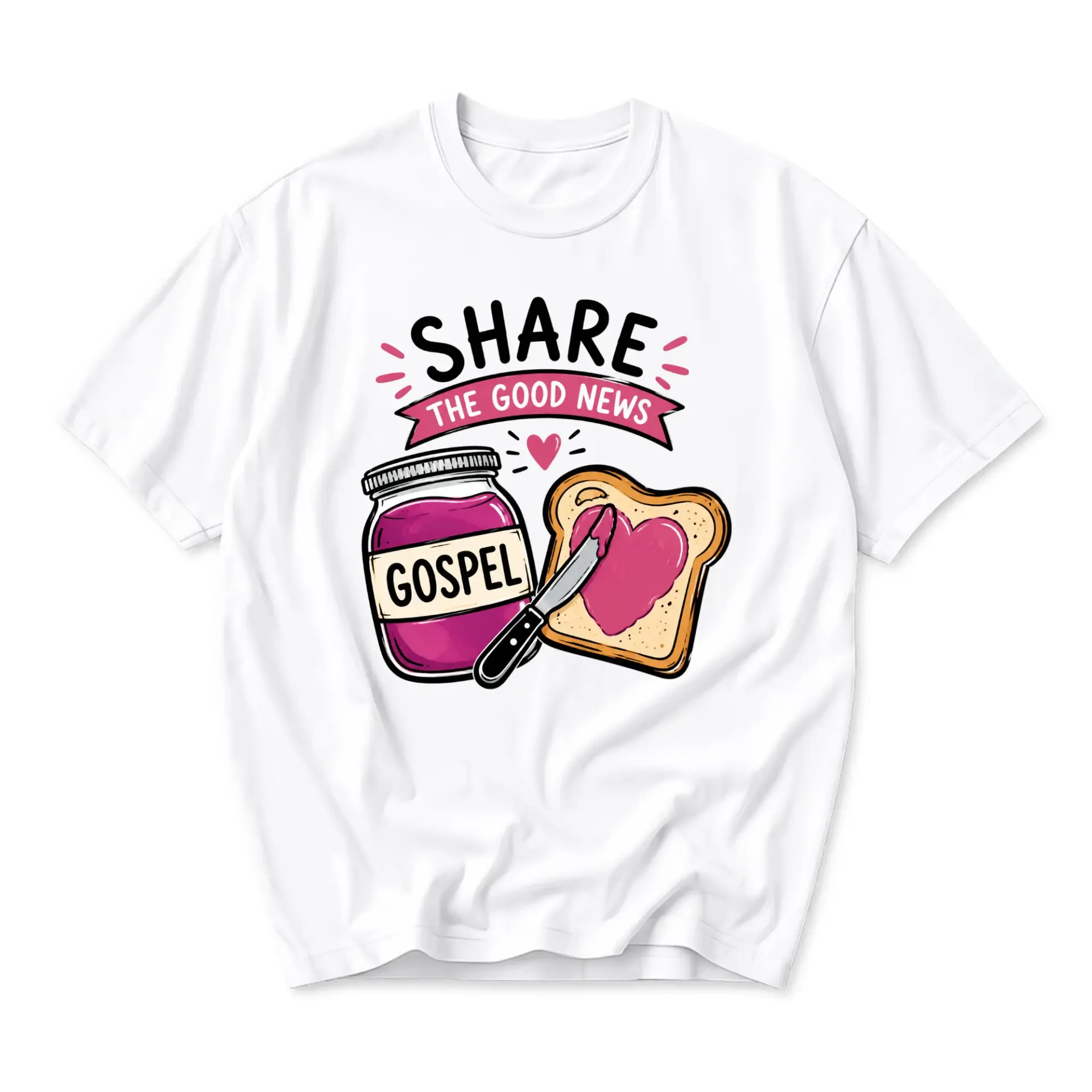 Graphic Tee Share the Gospel Jam Toast Unisex Crew Neck T-Shirt Funny Food