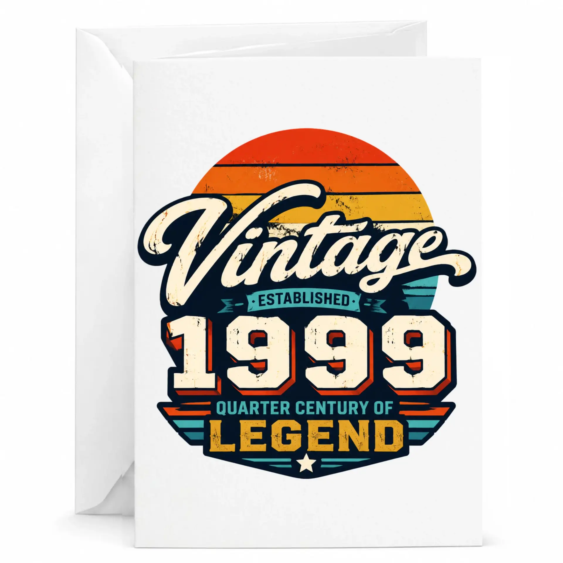 Birthday Card Vintage Established 1999 Quarter Century of Legend Greeting Card for Turning Twenty Five Years Old