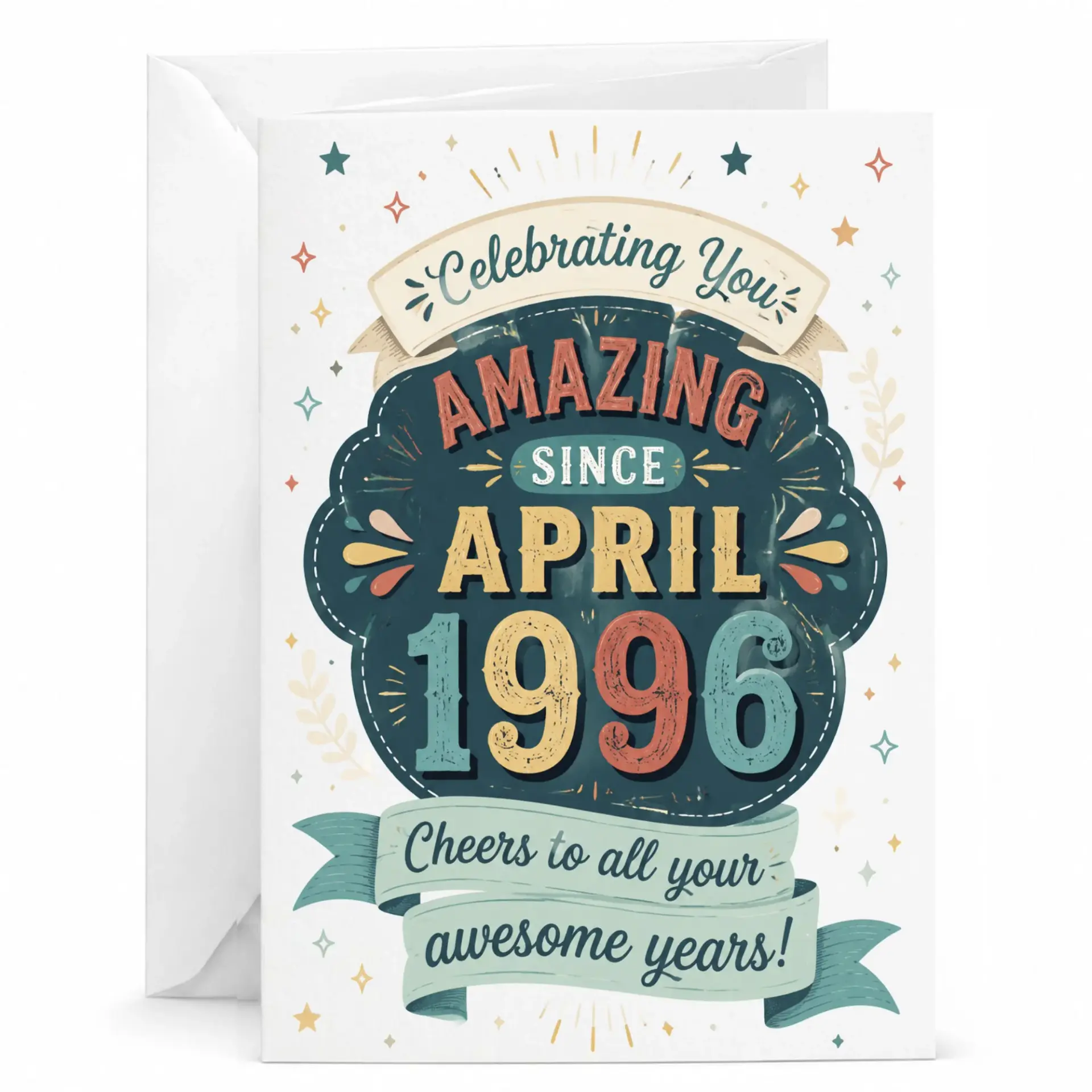 Birthday Card Celebrating Amazing Since April 1996 Vintage Style Greeting Card for Milestone Birthday Anniversary Occasion