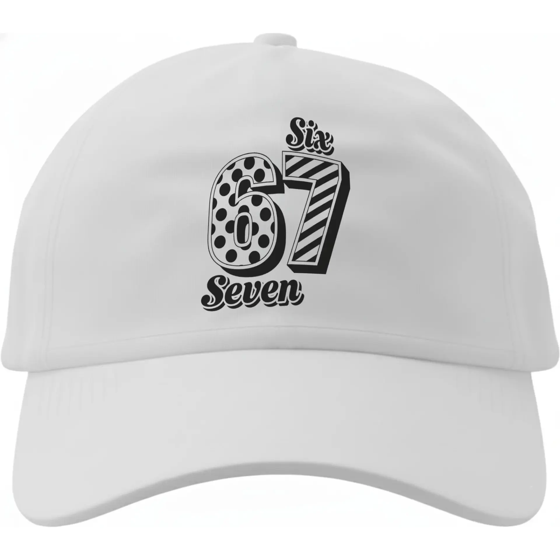 Dad Hat Casual Baseball Cap with Graphic Six Sixty Seven Numerical Design White Cotton Low Profile Comfortable Wear