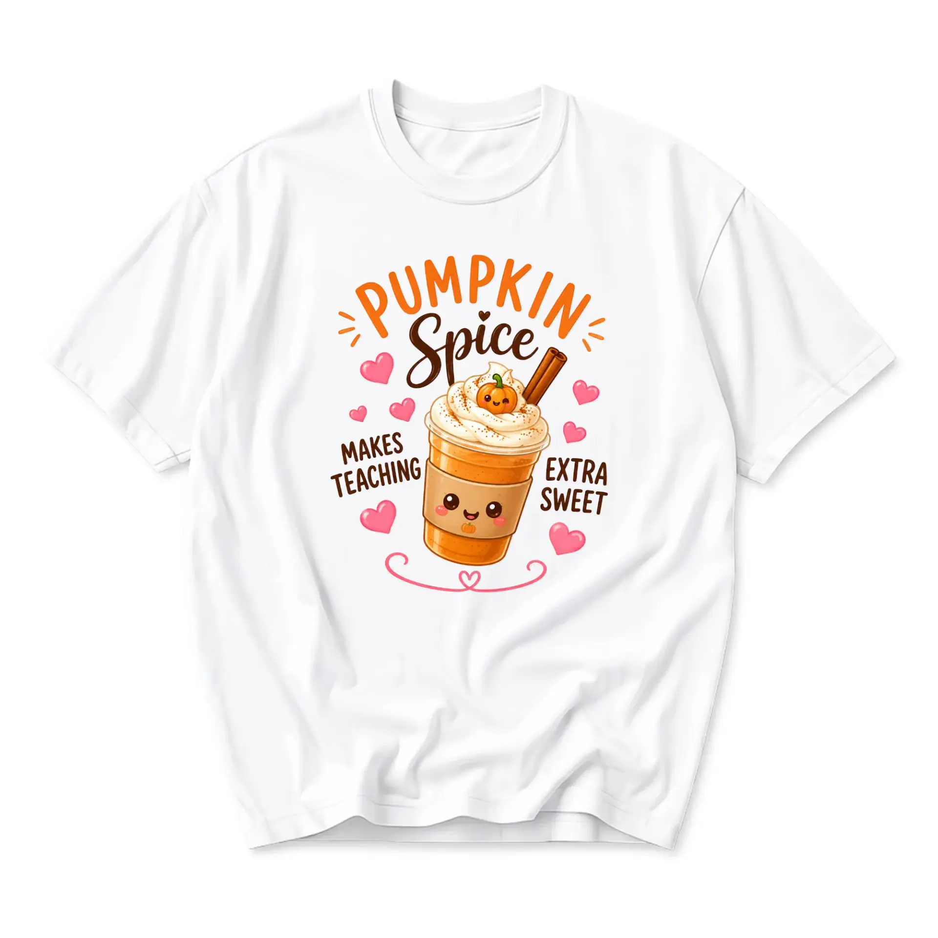 Funny Shirt Pumpkin Spice Makes Teaching Extra Sweet Unisex Graphic Printed T-Shirt Casual Fall Inspired Crew Neck Top