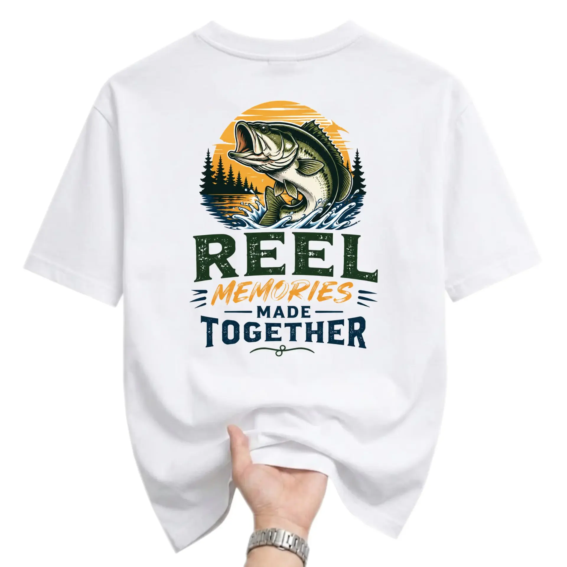 Graphic Tee Reel Memories Made Together Fishing Outdoors Unisex Crew Neck Short Sleeve Shirt for Casual Daily Wear