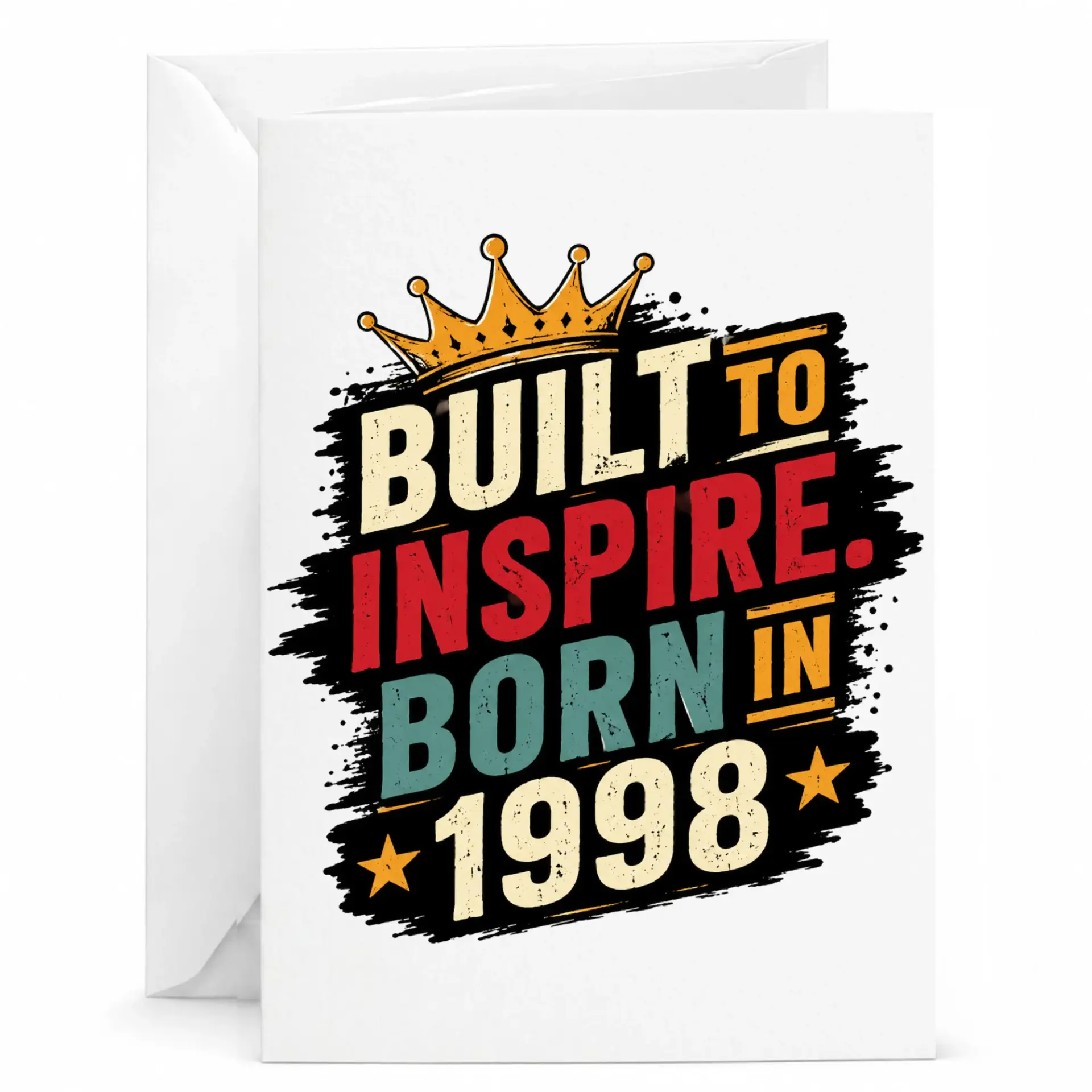 Birthday Card Built to Inspire Born in 1998 Vintage Style Greeting Card for Milestone Anniversary Celebrations