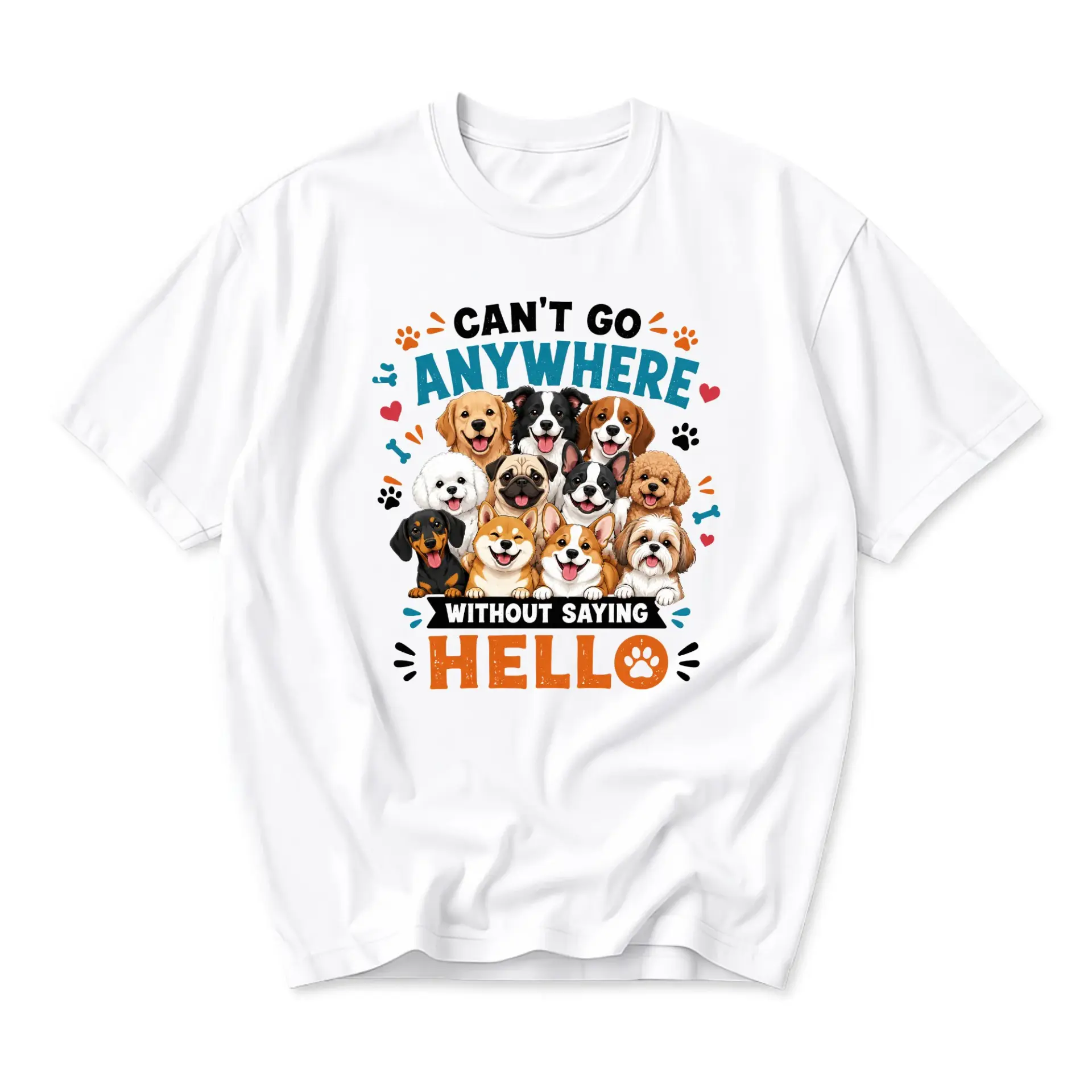 Graphic Tee Dog Lover Shirt Unisex Crew Neck Short Sleeve Top with Puppy