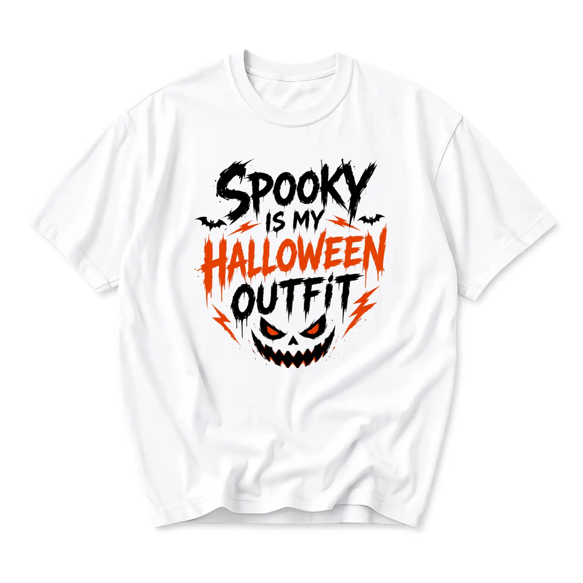 Funny Shirt Spooky Is My Halloween Outfit Graphic Tee Unisex Crew Neck Short Sleeve Casual Cotton Blend Top Apparel