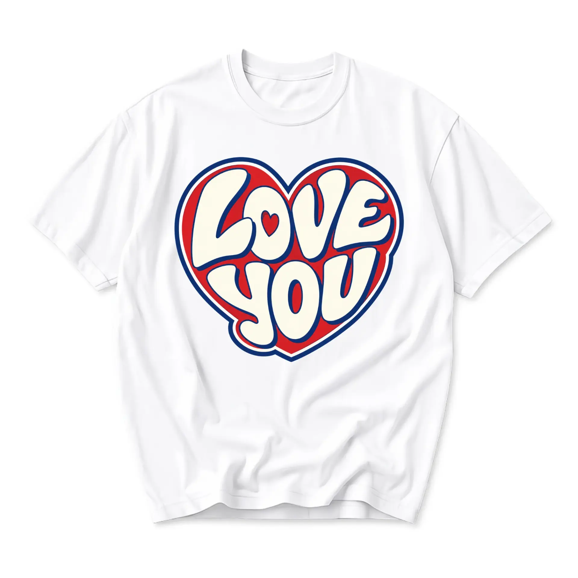 Graphic Tee Love You Heart Retro Aesthetic Design Unisex Short Sleeve Crew Neck Cotton Casual Everyday Apparel