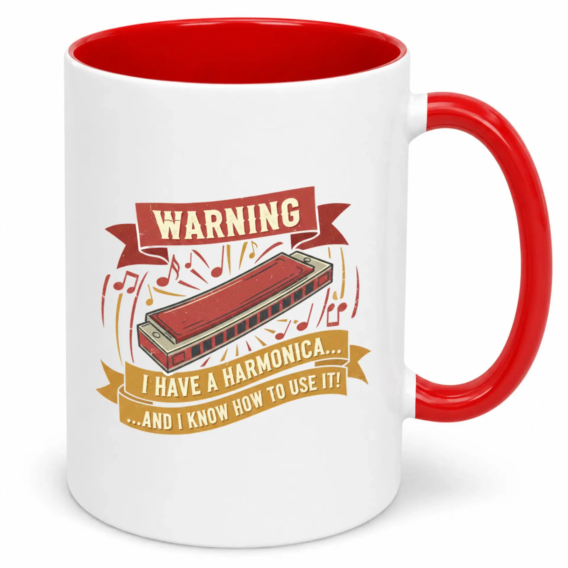Funny Harmonica Player Coffee Mug Novelty Musical Instrument Themed Ceramic Cup Unique Gift for Musicians and Music Lovers