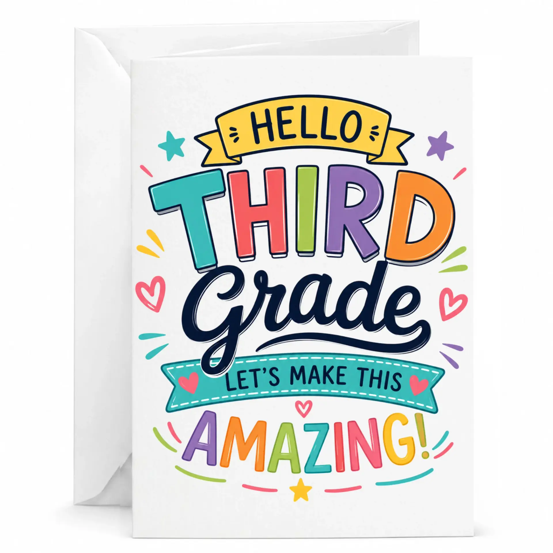 Greeting Card Hello Third Let’s Make This Colorful Motivational Stationery for Academic