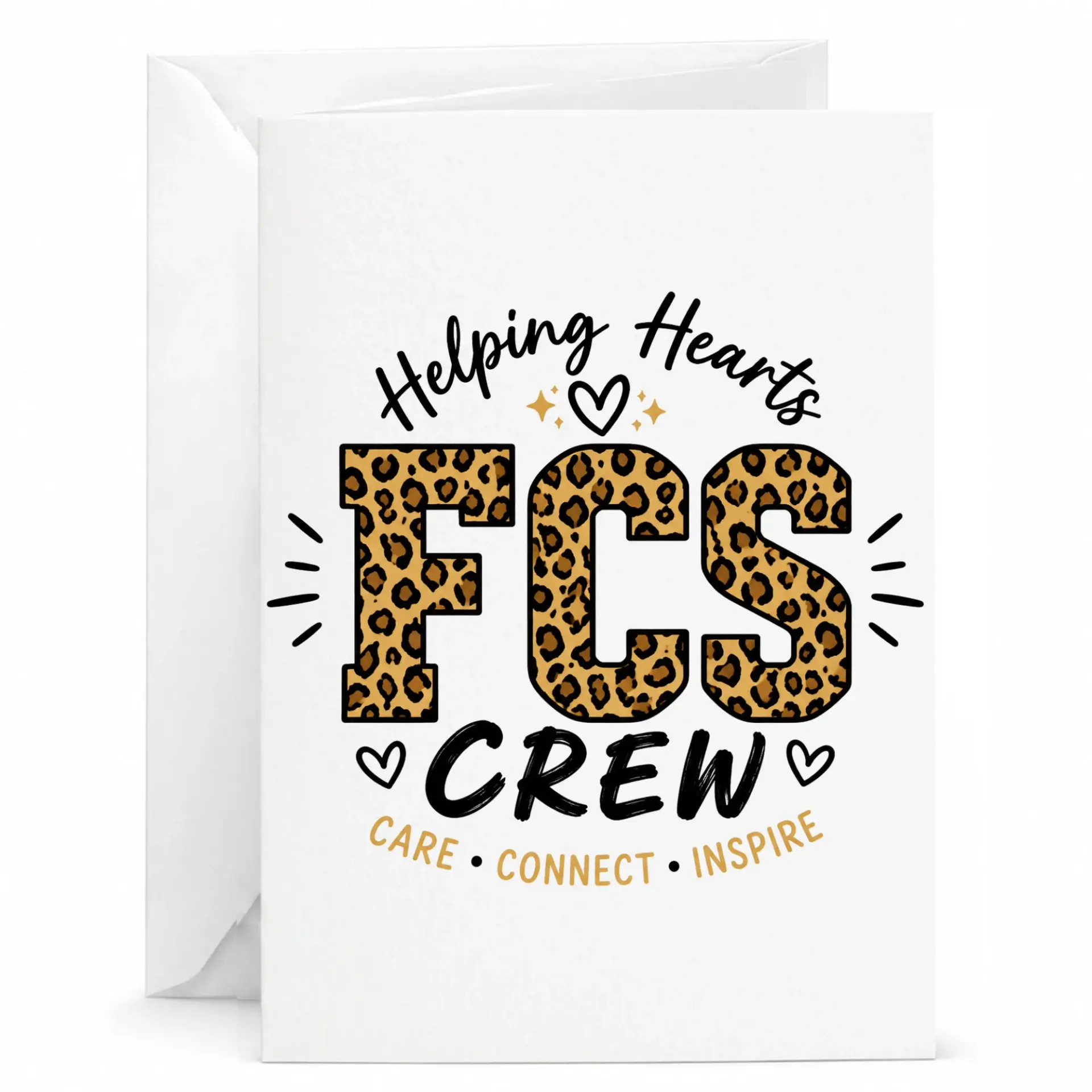 Greeting Card Helping Hearts Fcs Crew Leopard Print Design Appreciation Note for Professionals and Colleagues