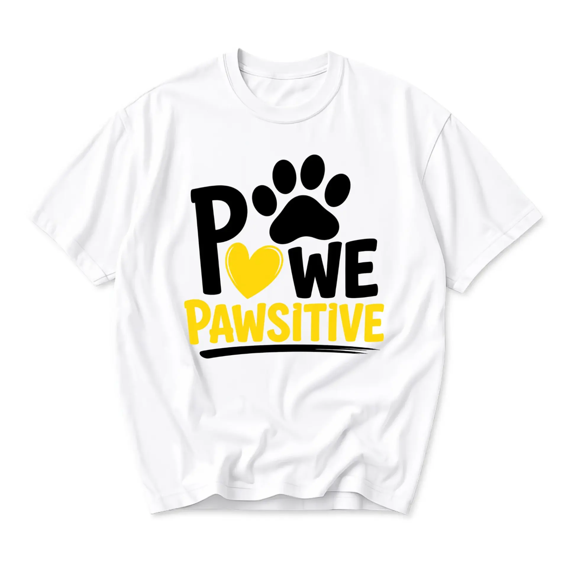 Graphic Tee Pawsitive Unisex Crew Neck T-Shirt Soft Cotton Casual Everyday
