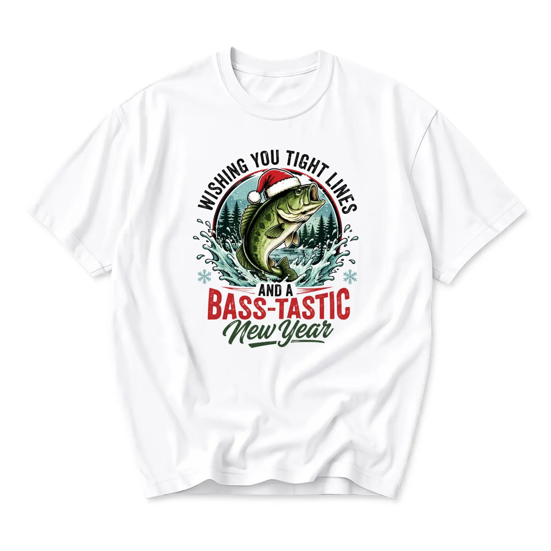 Funny Shirt Wishing You and a Bass-Tastic New Year Graphic Tee for Fishing
