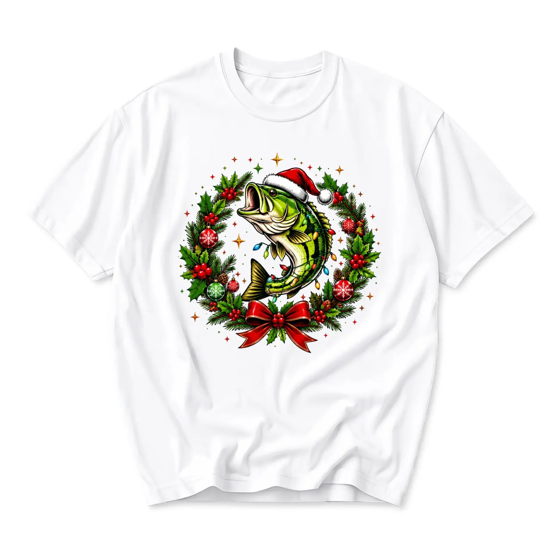 Funny Shirt Christmas Fishing Graphic Tee for Outdoor Lovers Seasonal