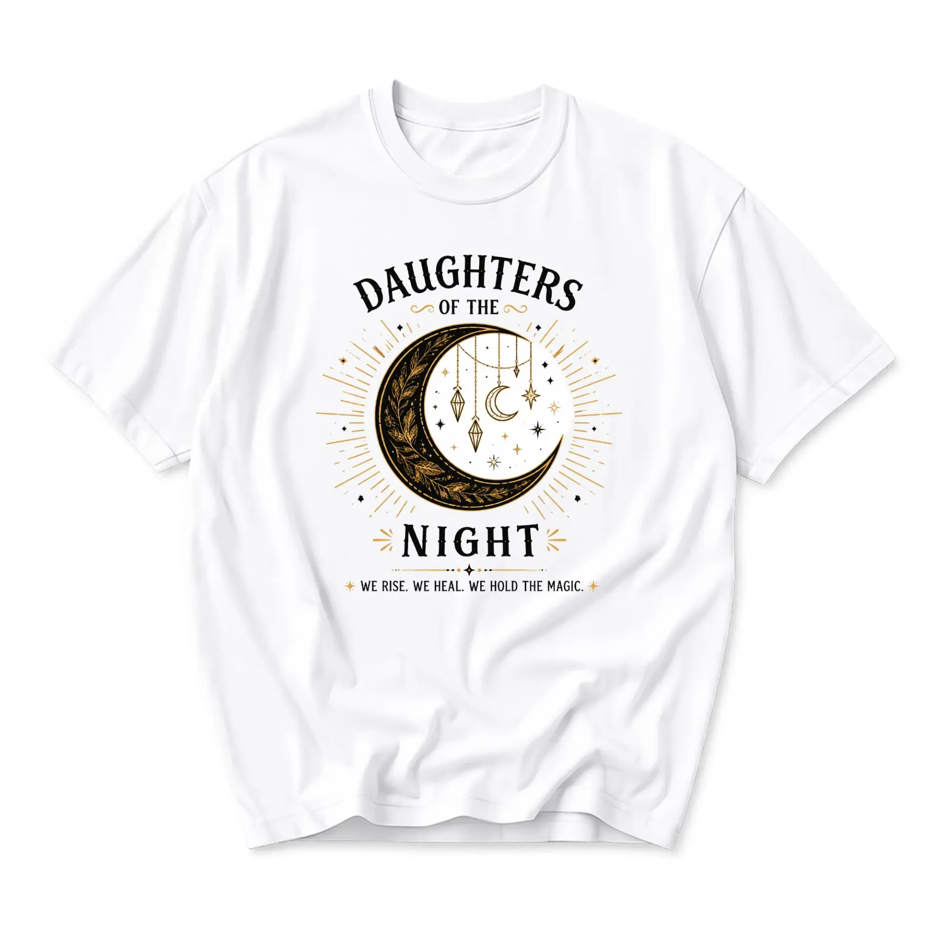 Graphic Tee Daughters of the Night Celestial Moon Print Unisex Cotton Blend Crew Neck Casual Short Sleeve Shirt