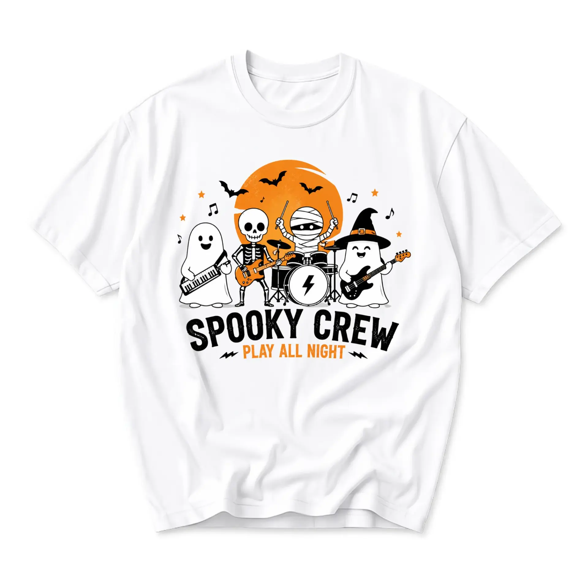 Graphic Tee Spooky Crew Band Halloween Unisex Crew Neck T-Shirt Short Sleeve Casual Comfortable Cotton Blend Top