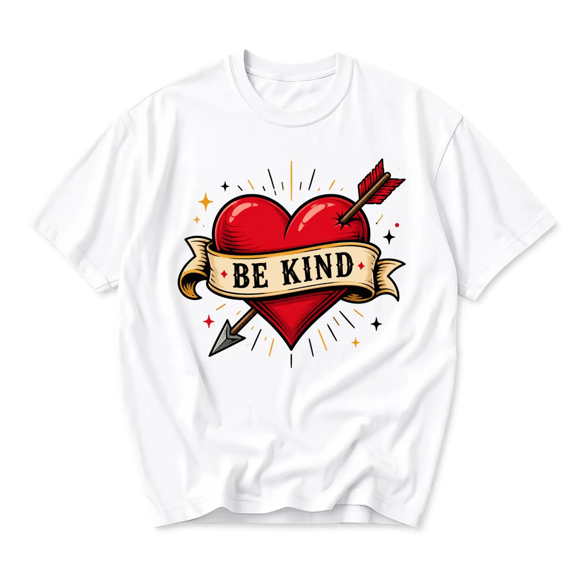 Graphic Tee Be Kind Heart Arrow Design Unisex Casual Crew Neck T-Shirt Soft Cotton Blend Everyday Comfortable Apparel