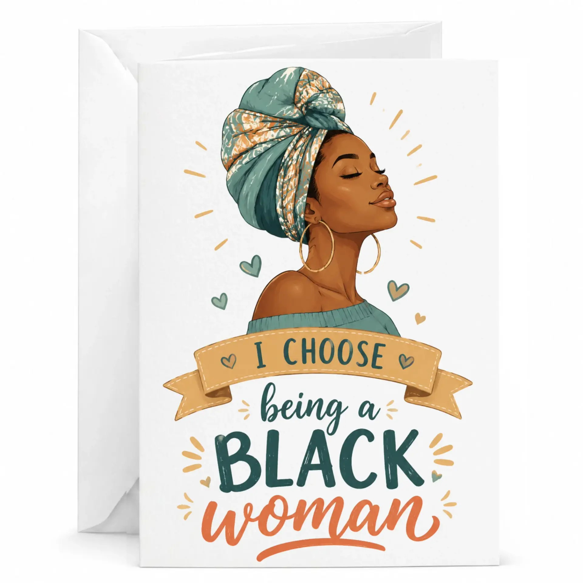 Inspirational Greeting Card Featuring Elegant Portrait Illustration and Empowering Message for Women and Friends