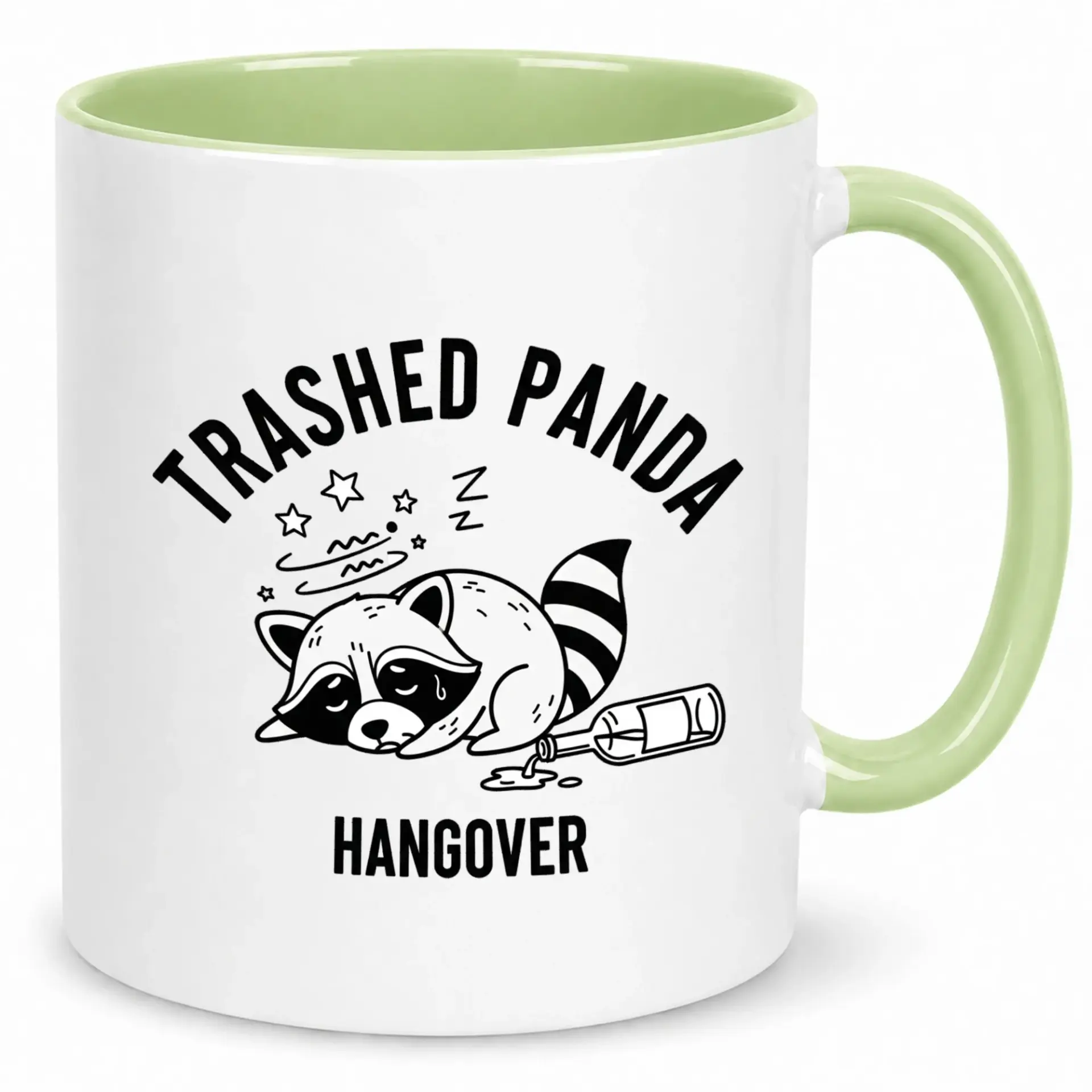 Funny Coffee Mug with Trashed Panda Hangover Raccoon Design, Novelty Ceramic Cup for Morning Coffee, Tea, Hot Cocoa, or Office Desk Humor Gift Idea