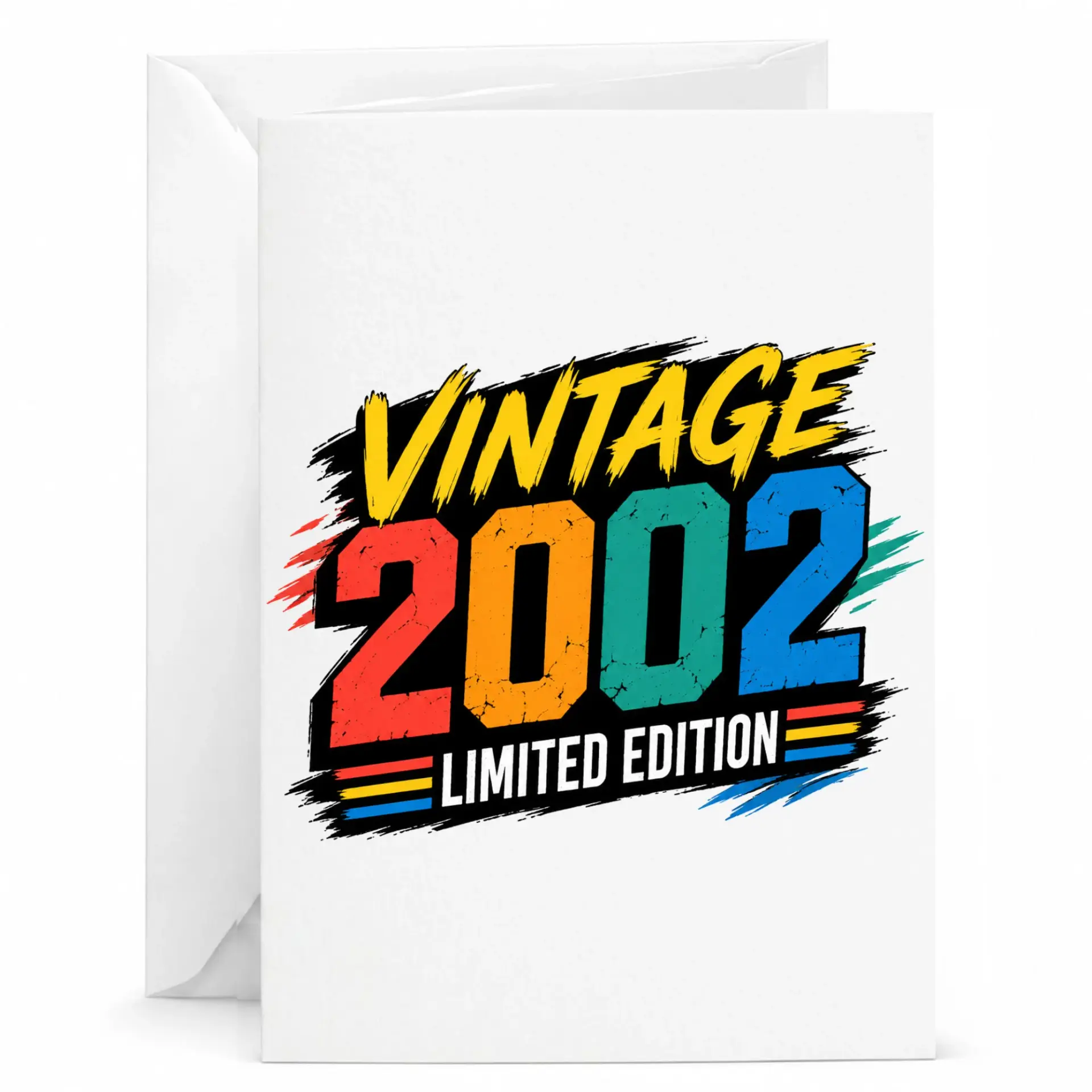 Birthday Card Vintage 2002 Limited Edition Retro Style Greeting Card for Birthday Milestone Celebration with Envelope