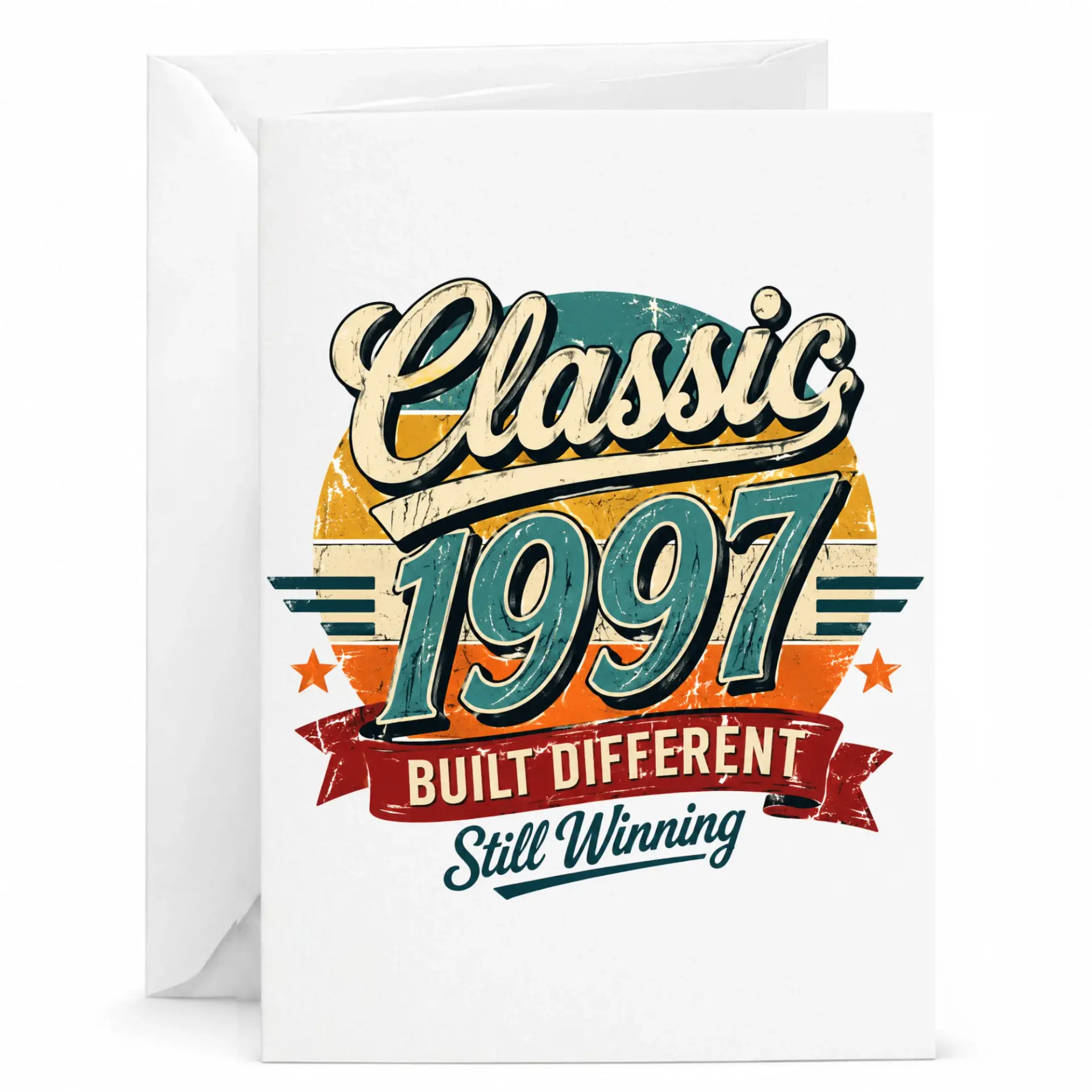 Greeting Card Classic 1997 Built Different Still Winning Retro Vintage Design Printed Birthday Greeting Card