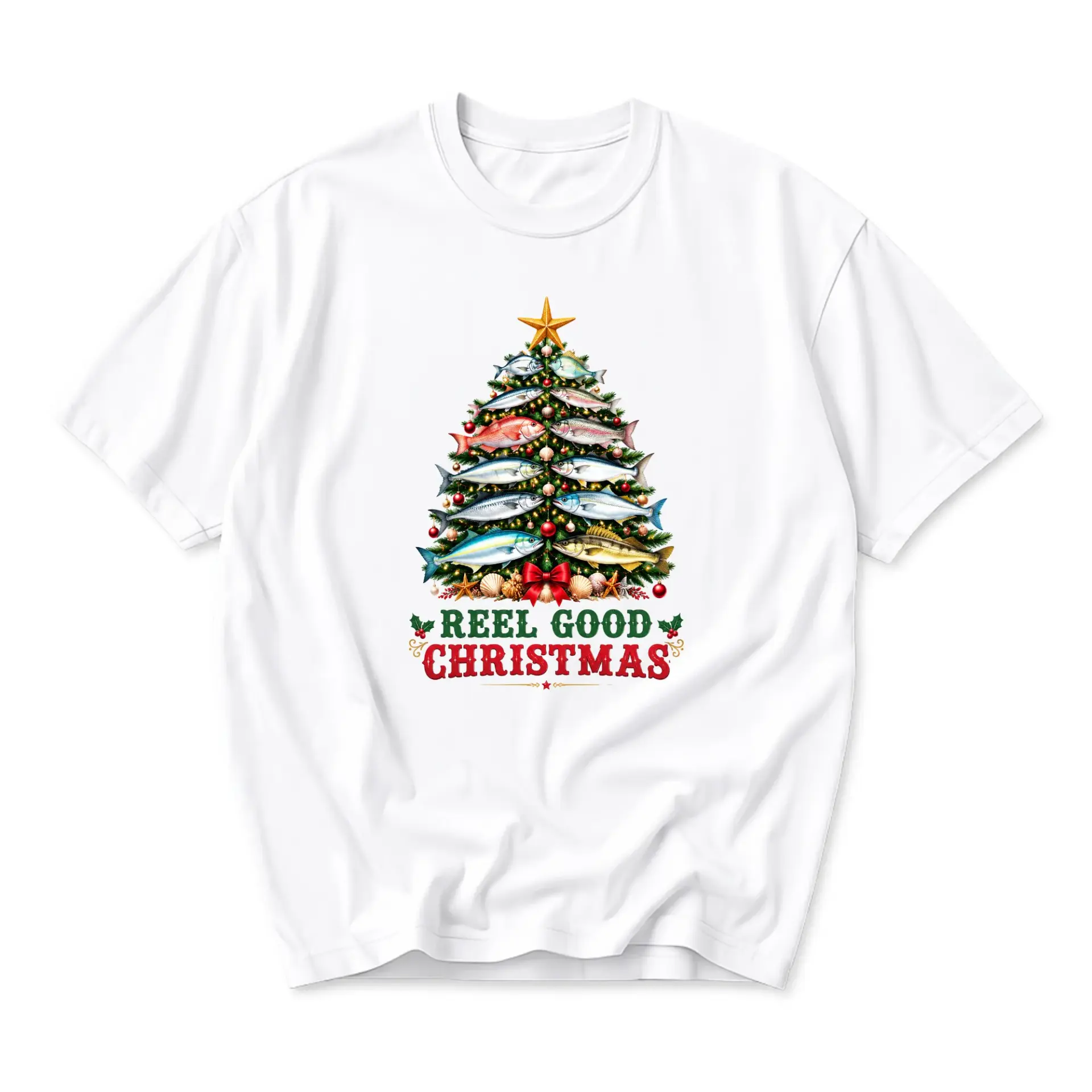 Funny Shirt Reel Good Christmas Graphic Tee Unisex Holiday Fishing Themed