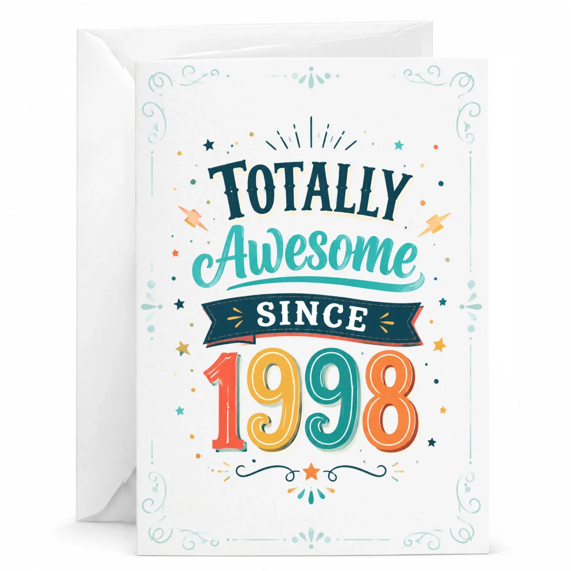 Birthday Card Totally Awesome Since 1998 Greeting Card with Envelope for Milestone Anniversary Celebration