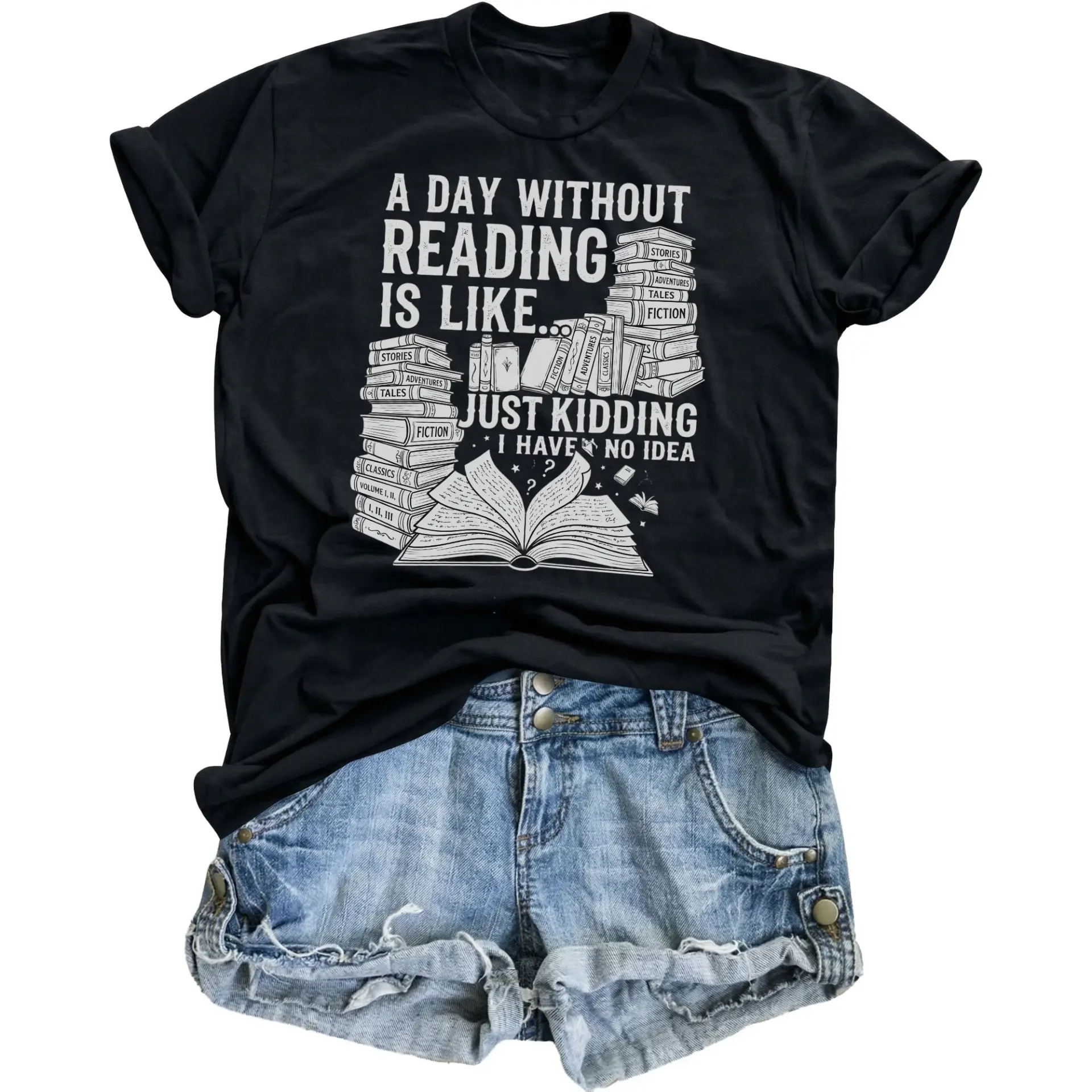 Funny Reading Graphic Tee Unisex Book Lover T-Shirt for Librarians and Bibliophiles Casual Cotton Apparel Everyday