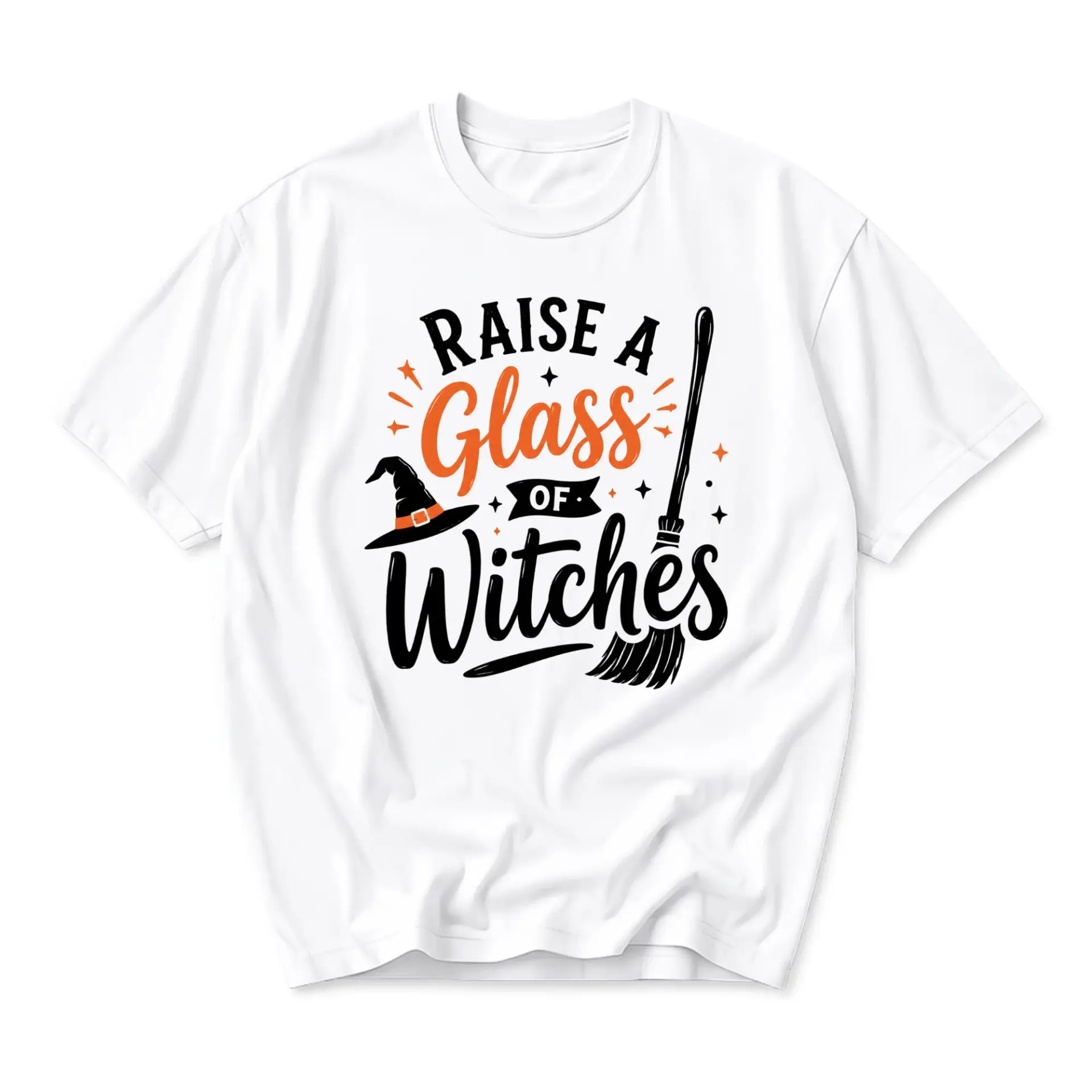 Funny Shirt Raise a Glass of Witches Graphic Tee Halloween Seasonal Party Apparel for Men and Women Unisex Cotton Top