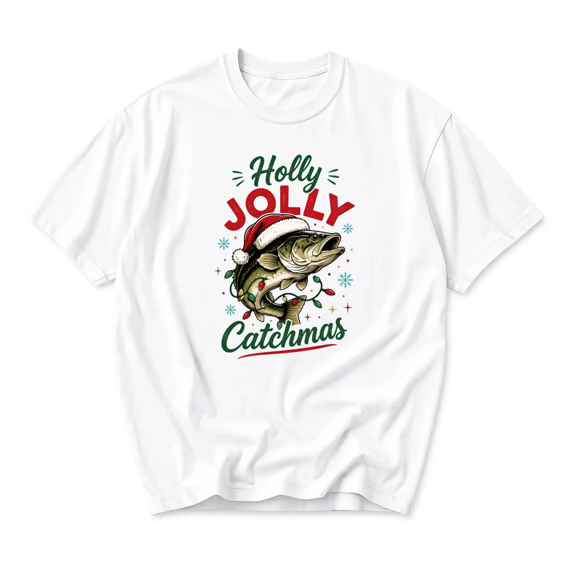 Funny Shirt Catchmas Fishing Christmas Graphic Tee for Holiday Season