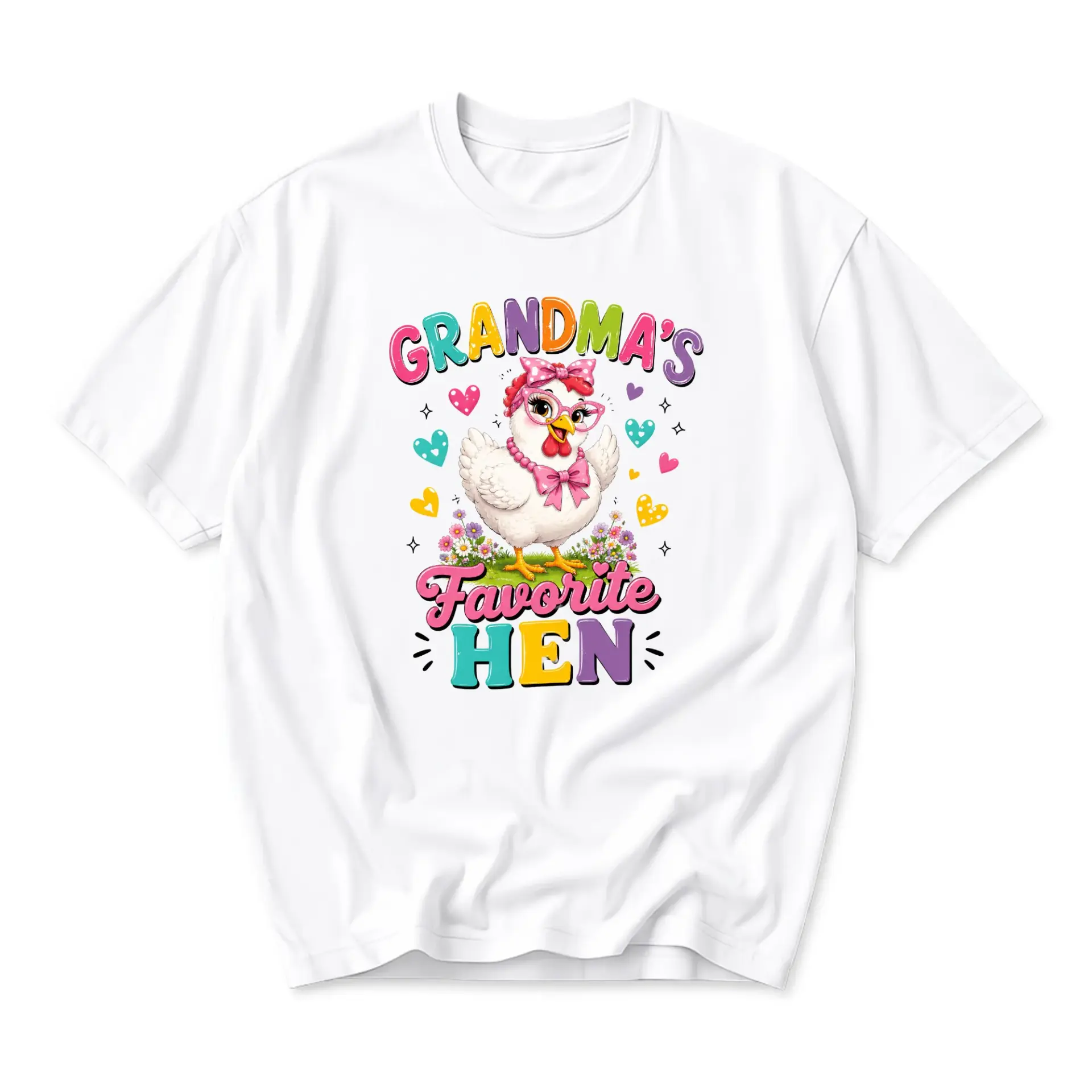 Funny Shirt Grandma's Favorite Hen Graphic Tee Unisex Crew Neck Casual