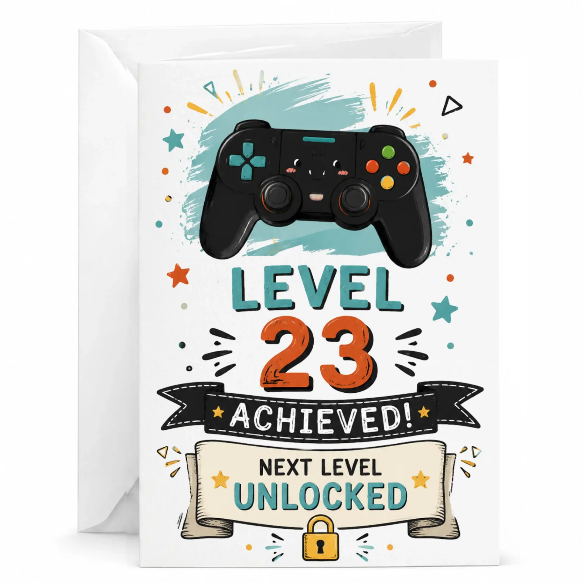 Birthday Card Level 23 Achieved Funny Video Game Themed Greeting Card for Twenty Third Birthday Celebration