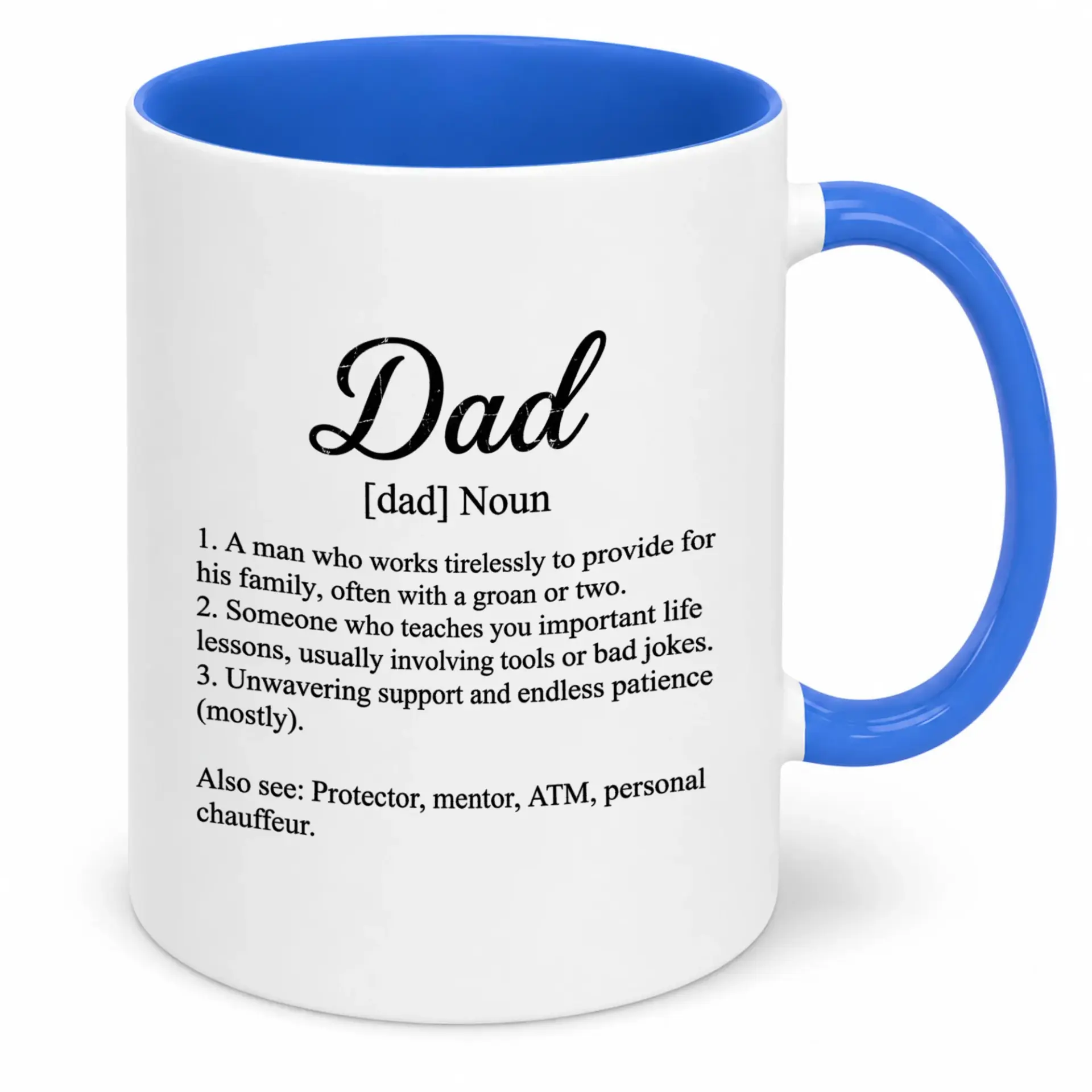 Funny Dad Definition Ceramic Coffee Mug with Humorous Dictionary Style Print Perfect Gift for Fathers Grandfathers and Mentors