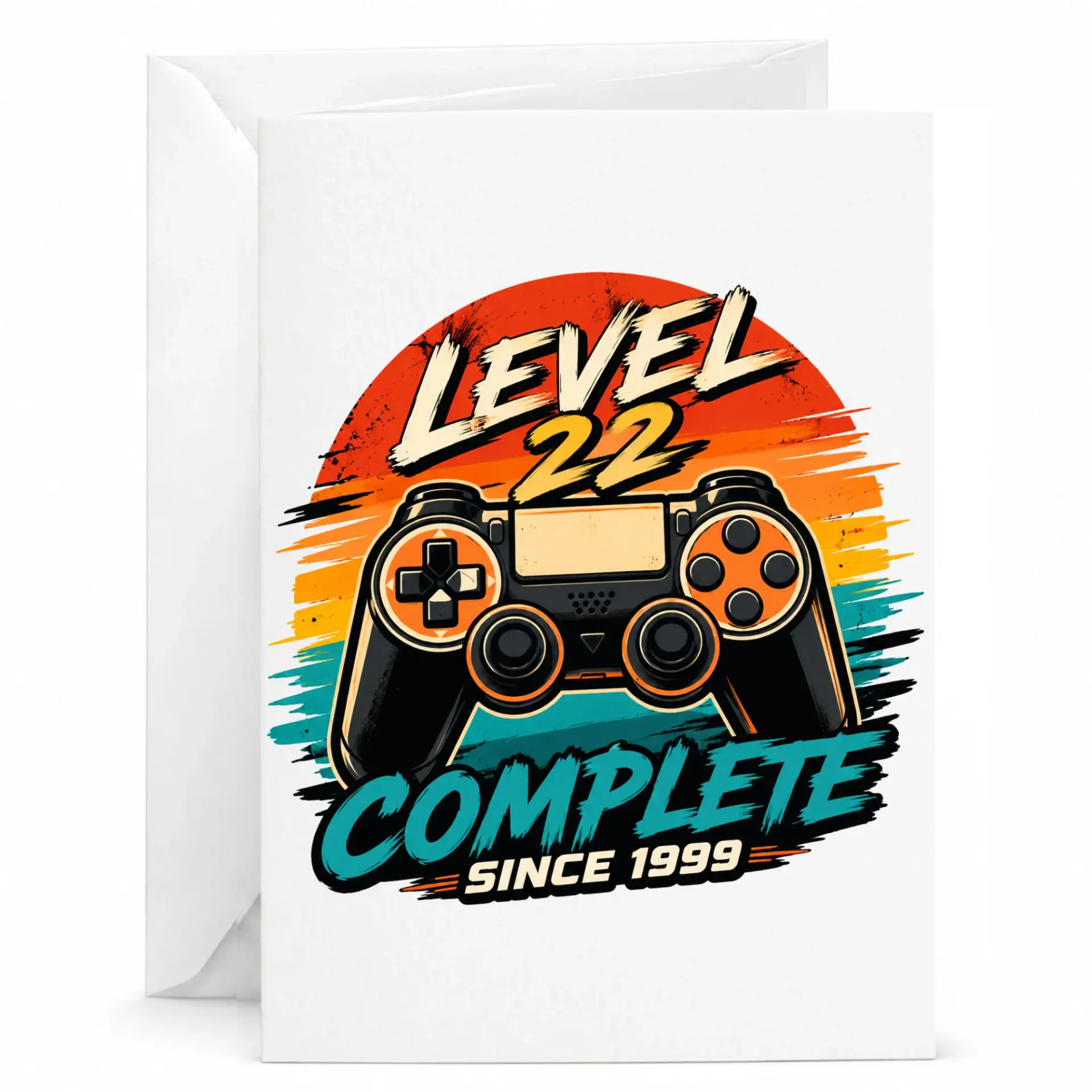Birthday Card Level 22 Complete Since 1999 Gaming Theme Greeting Card for Milestone Celebration