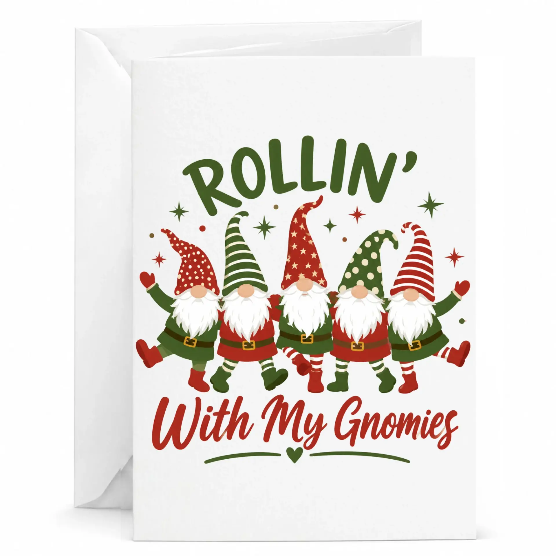 Funny Greeting Card Rollin with My Gnomies Design Featuring Cute Dancing Characters for Various Celebrations