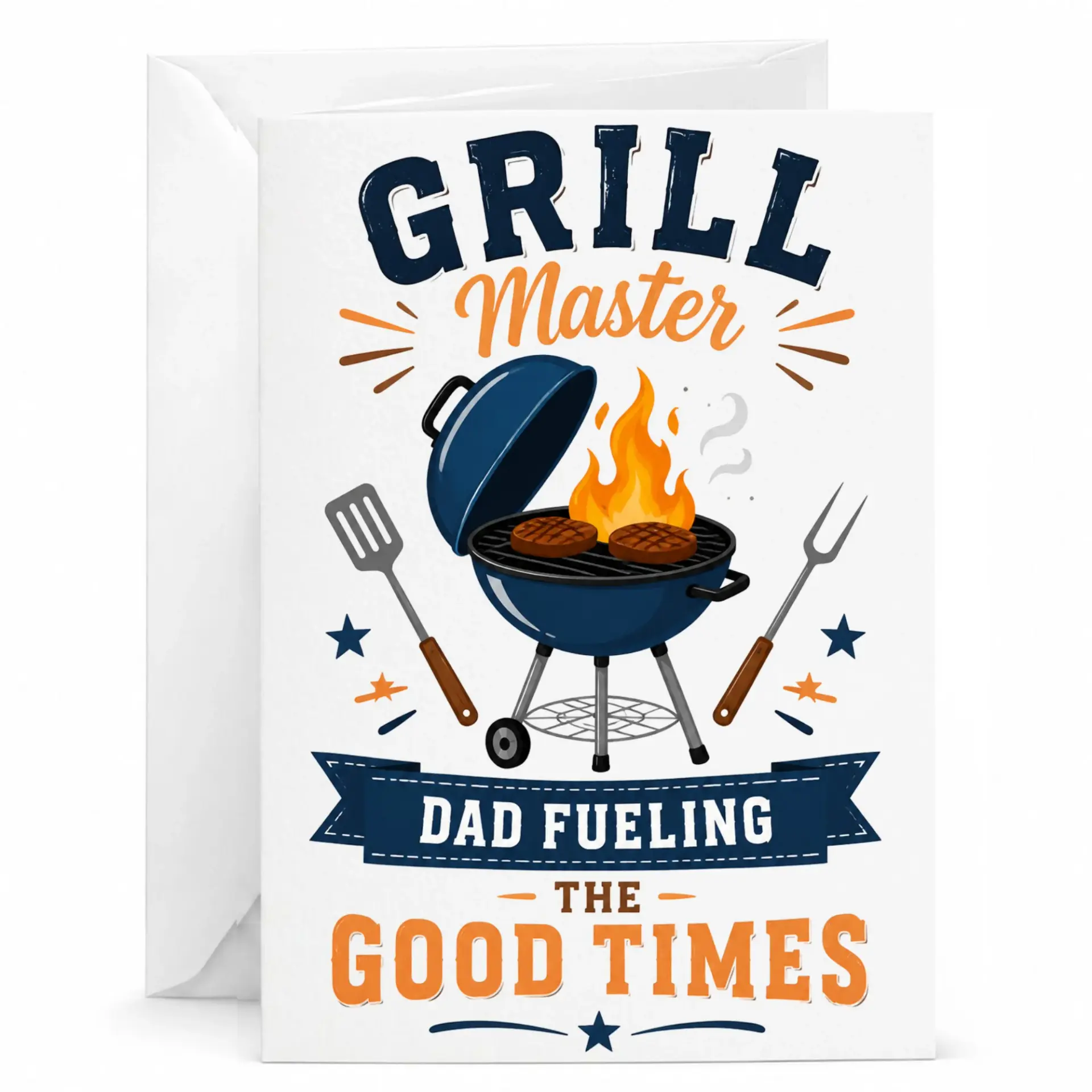 Funny Grill Greeting Card for Barbecue Enthusiast Featuring and Outdoor Cooking Tools Design