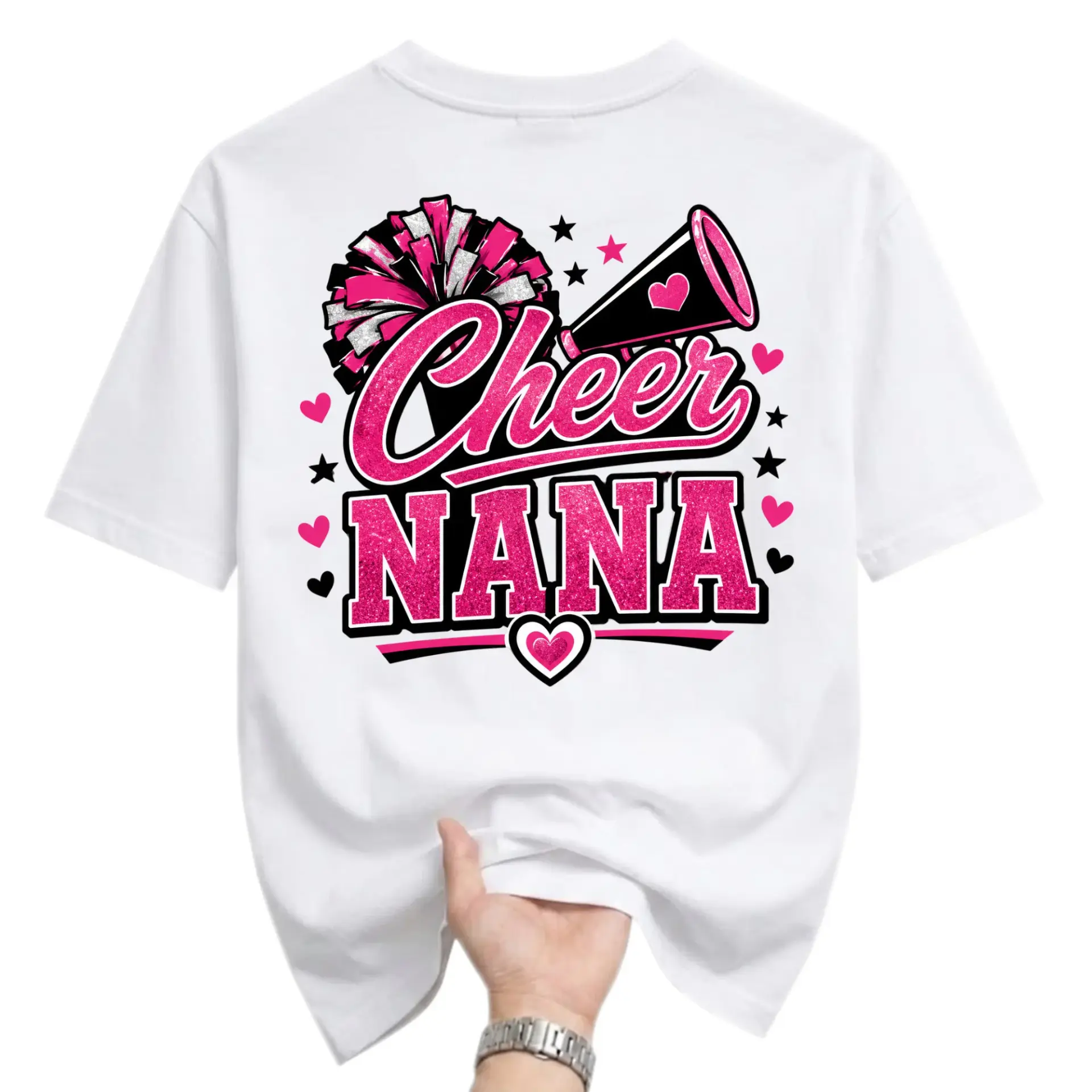 Graphic Tee Cheer Nana T-Shirt for Proud Grandmother Cheering Apparel with