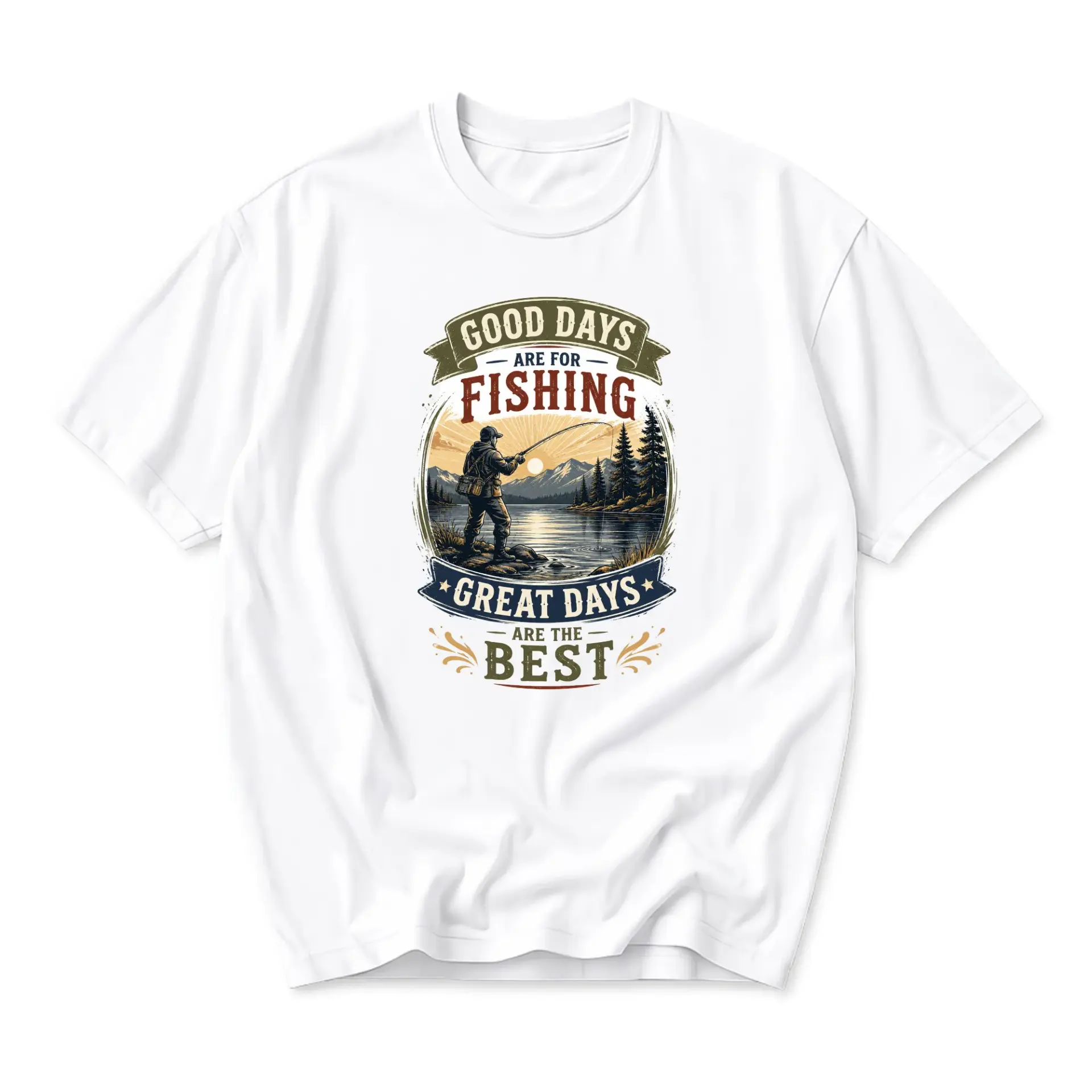 T-shirt Fishing Graphic Tee Outdoors Apparel Unisex Crew Neck Short Sleeve Casual Cotton Top for Enthusiasts