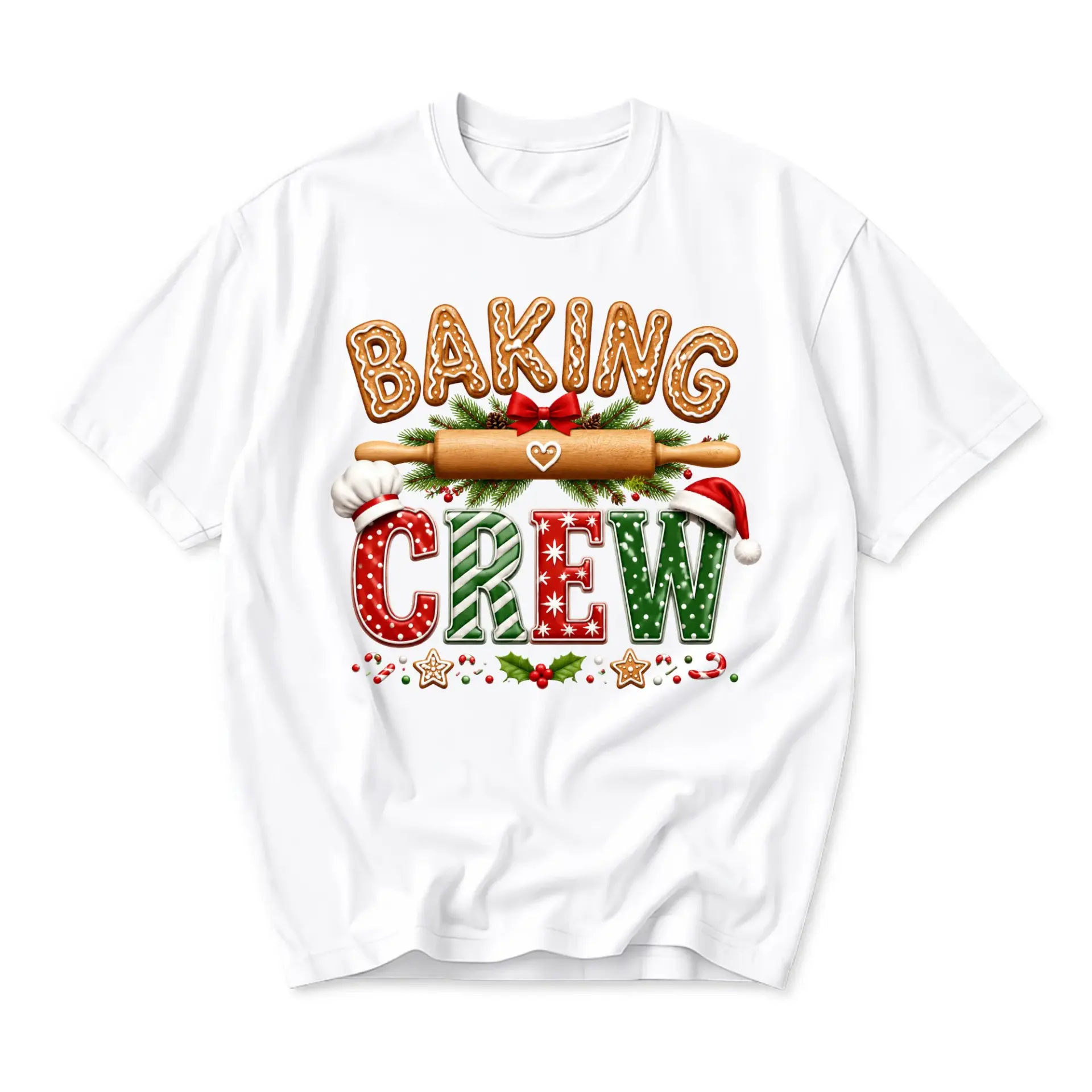 Funny Shirt Baking Crew Gingerbread Holiday T-Shirt Unisex Graphic Printed