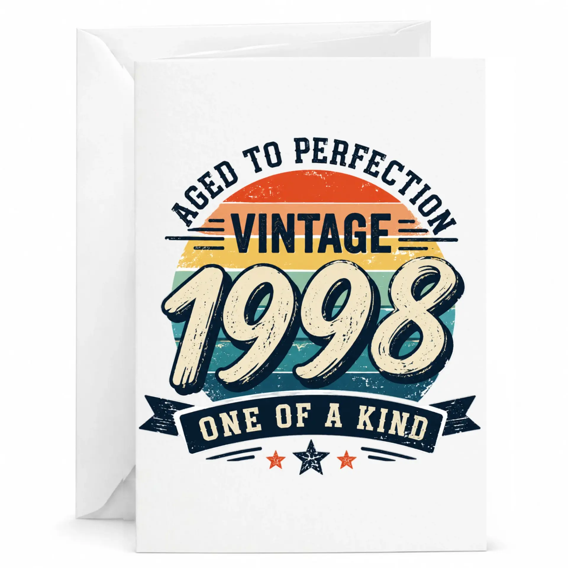 Birthday Card Aged to Perfection Vintage 1998 One of a Kind Retro Style Greeting Card with Matching White Envelope 5x7