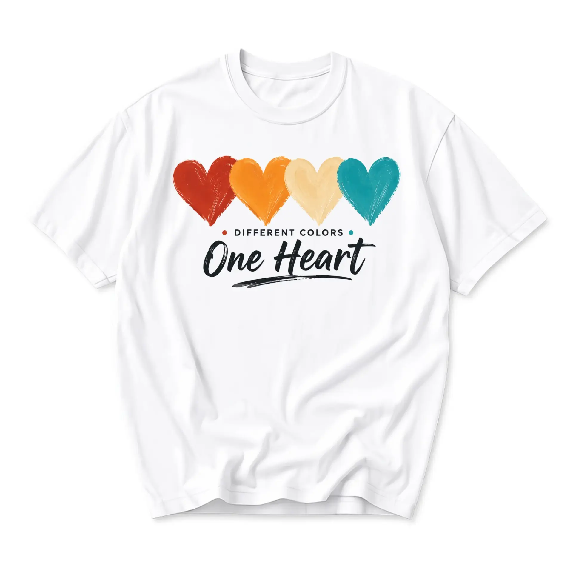Graphic Tee Different Colors One Heart Shirt Inspirational Aesthetic Cotton Blend Unisex Crewneck Casual Top