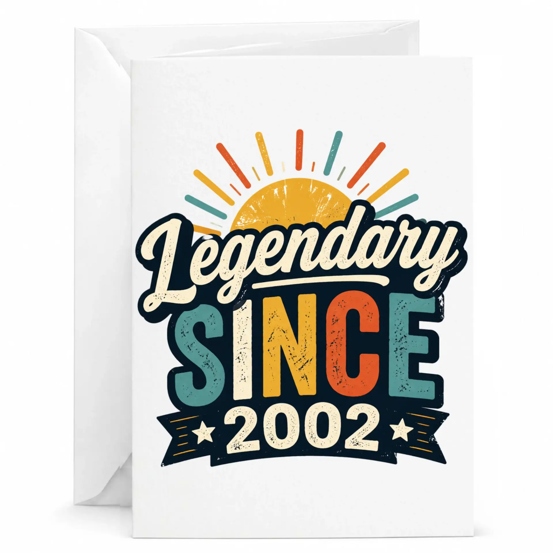 Birthday Card Legendary Since 2002 Retro Vintage Style Greeting Card for Milestone Celebration Anniversary Keepsake
